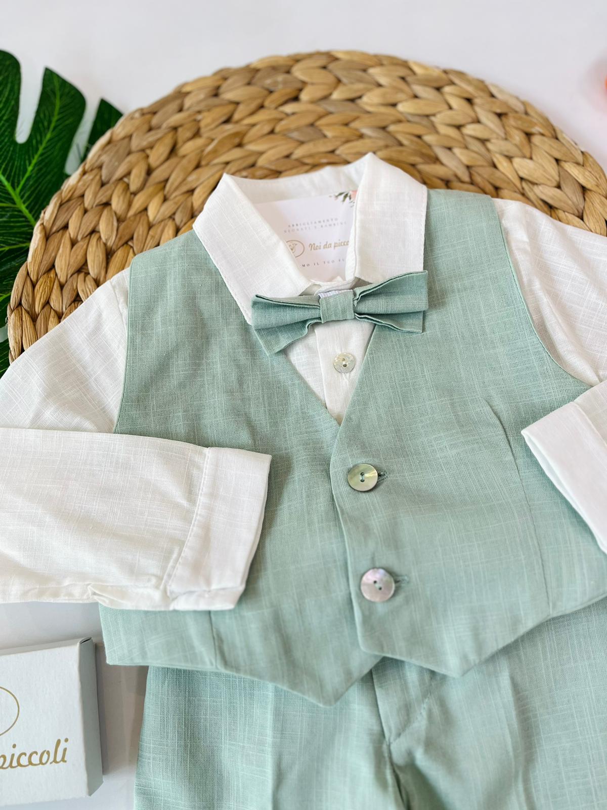 COMPLETO 4 PZ CERIMONIALE ELEGANTE VERDE - Noi da piccoli