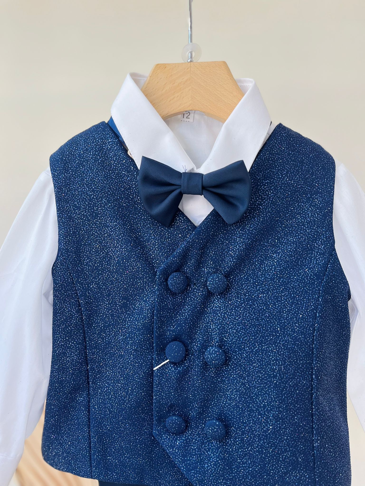 COMPLETO 4 PZ CERIMONIALE SATINATO BLU - Noi da piccoli