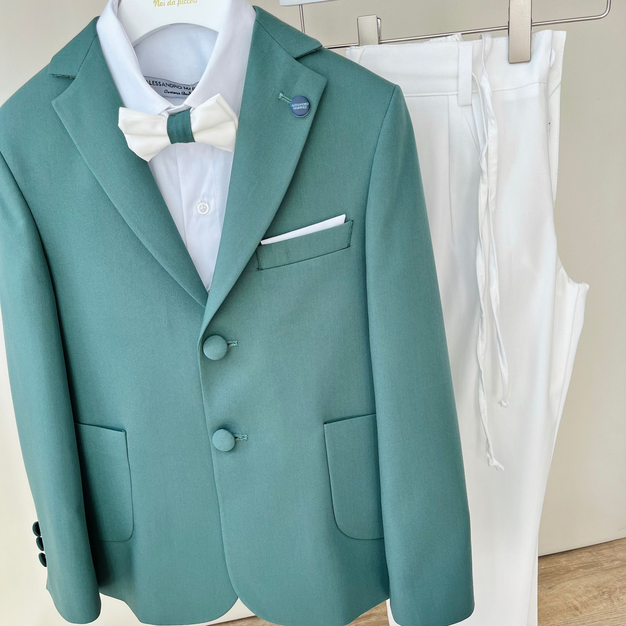 COMPLETO 4 PZ CERIMONIALE VERDE BOTTIGLIA - Noi da piccoli