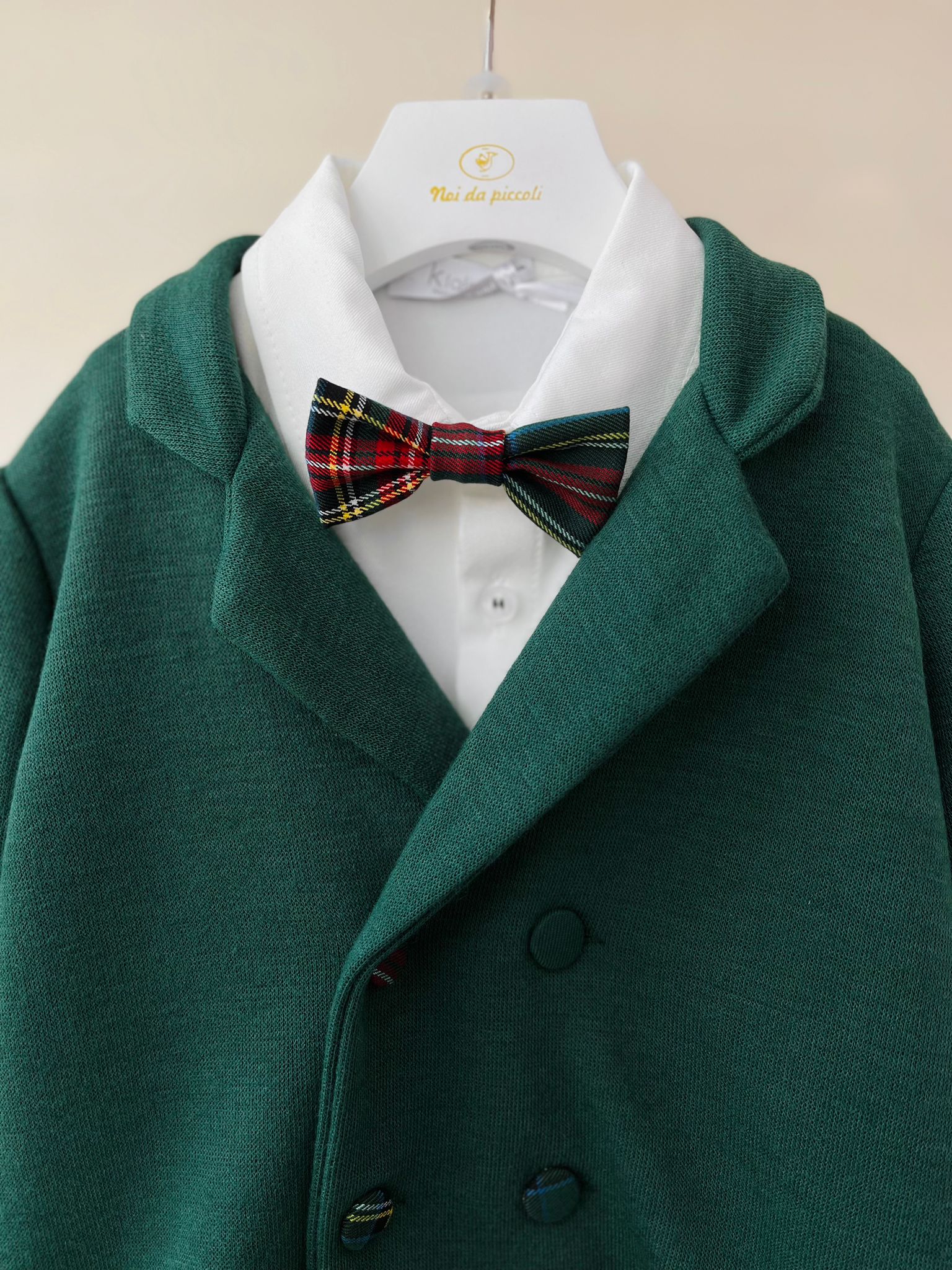 COMPLETO 4 PZ NATALIZIO VERDE TARTAN - Noi da piccoli