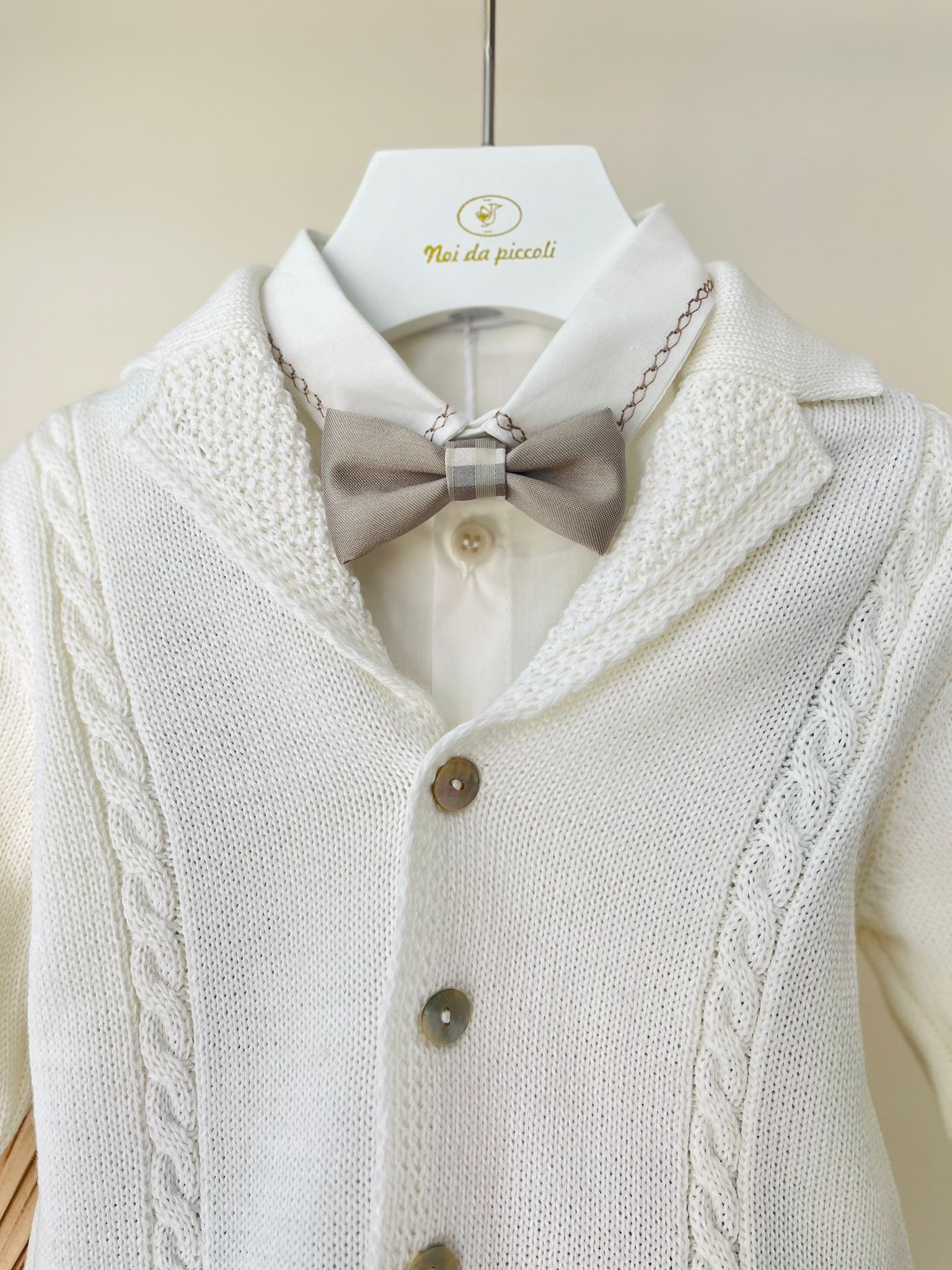 COMPLETO 4 PZ QUADRONI BEIGE - Noi da piccoli