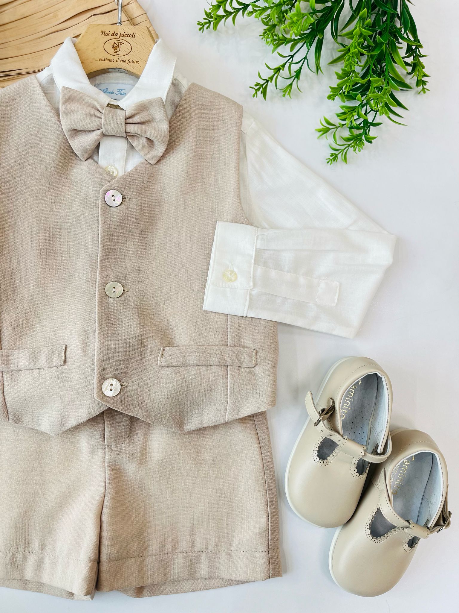 COMPLETO 4PZ BEIGE E PANNA - Noi da piccoli