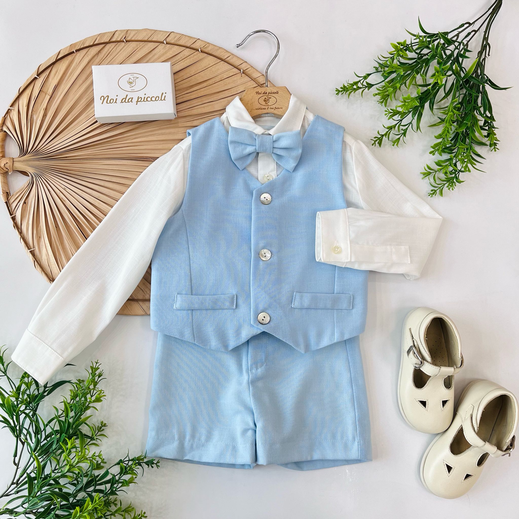 COMPLETO 4PZ BIANCO E CIELO - Noi da piccoli