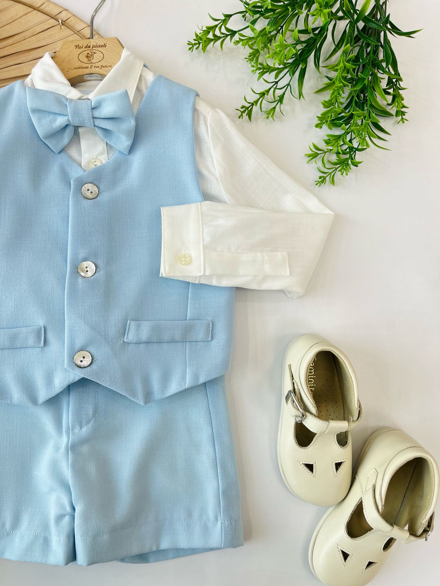 COMPLETO 4PZ BIANCO E CIELO - Noi da piccoli