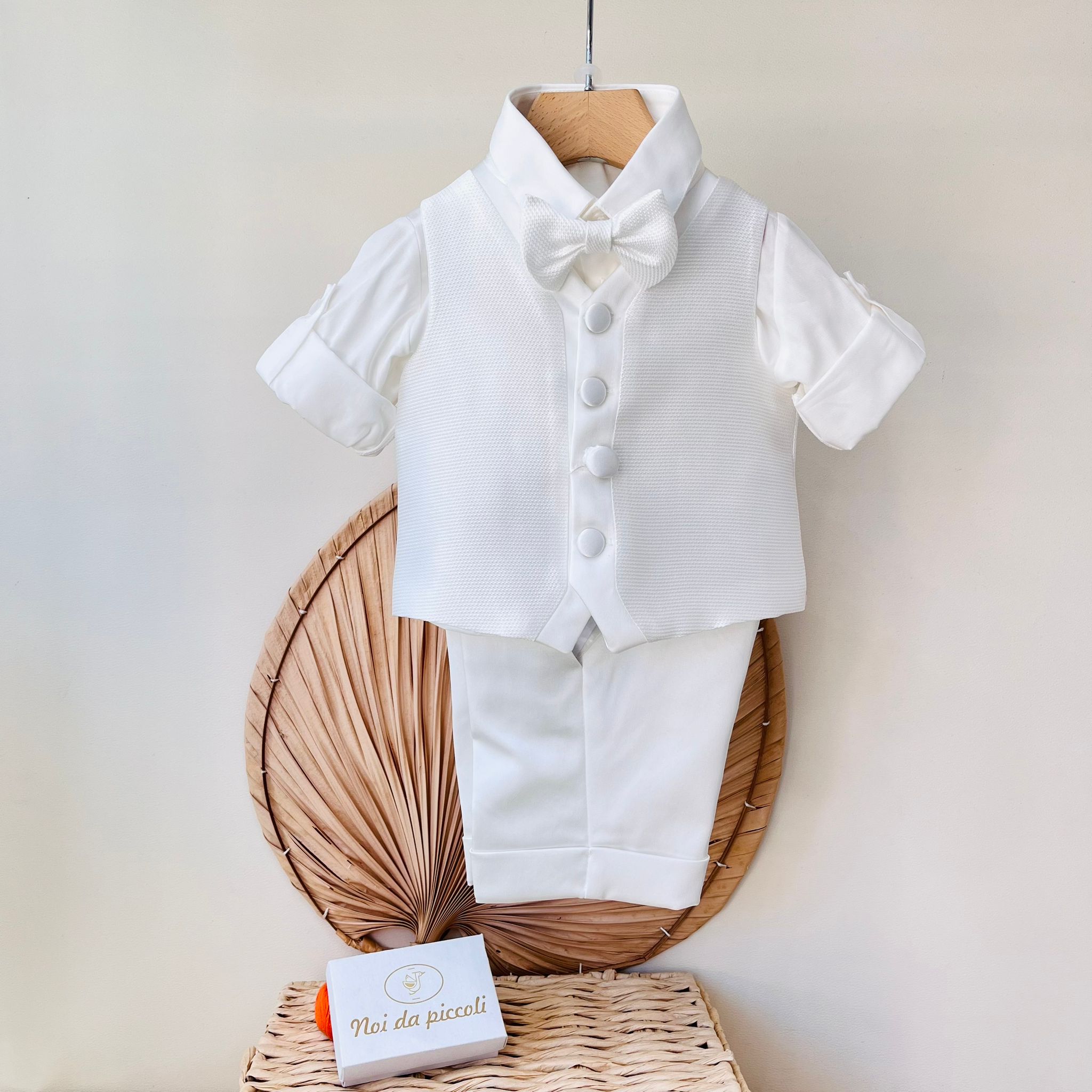 COMPLETO 4PZ BIANCO NIDO D' APE E RASO - Noi da piccoli