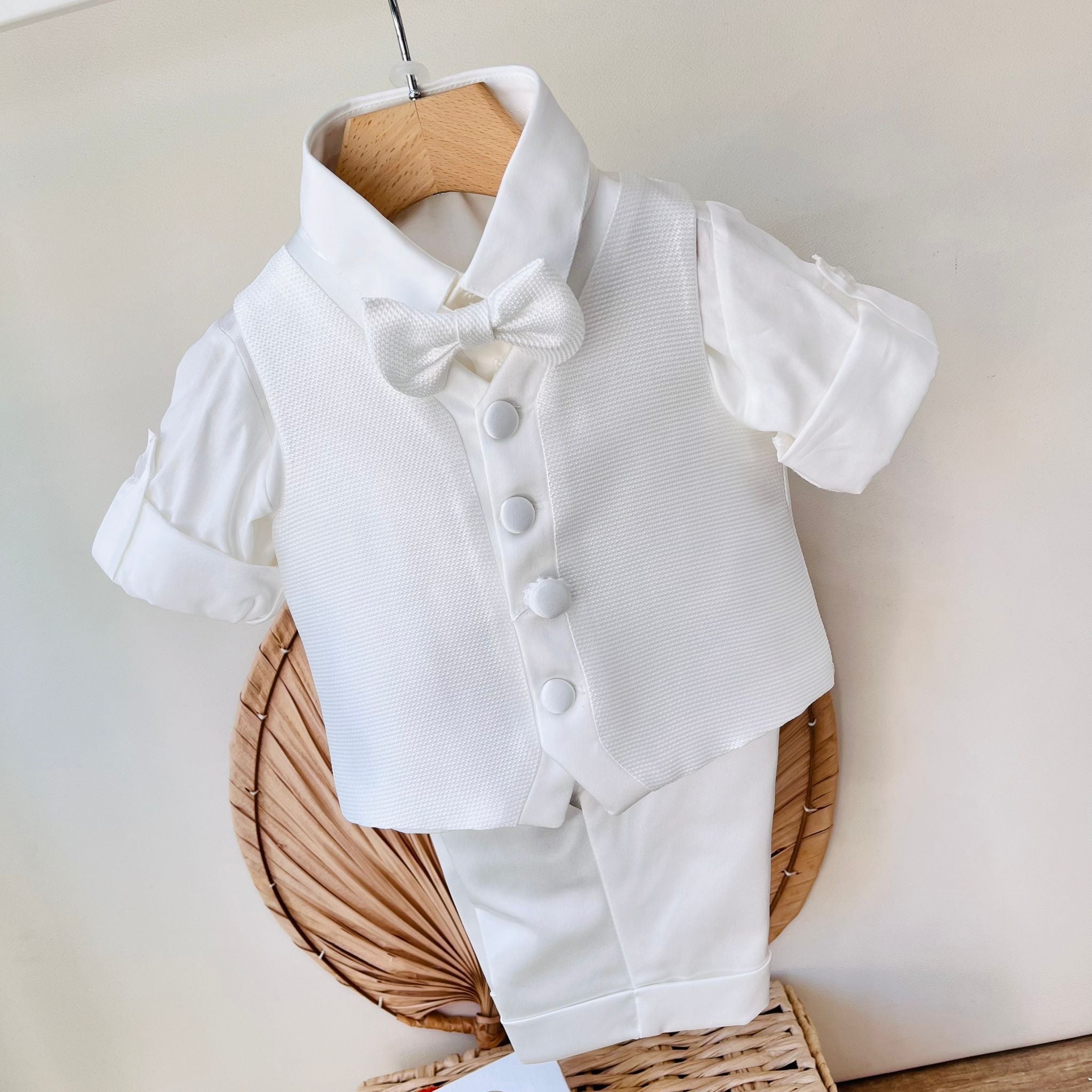 COMPLETO 4PZ BIANCO NIDO D' APE E RASO - Noi da piccoli