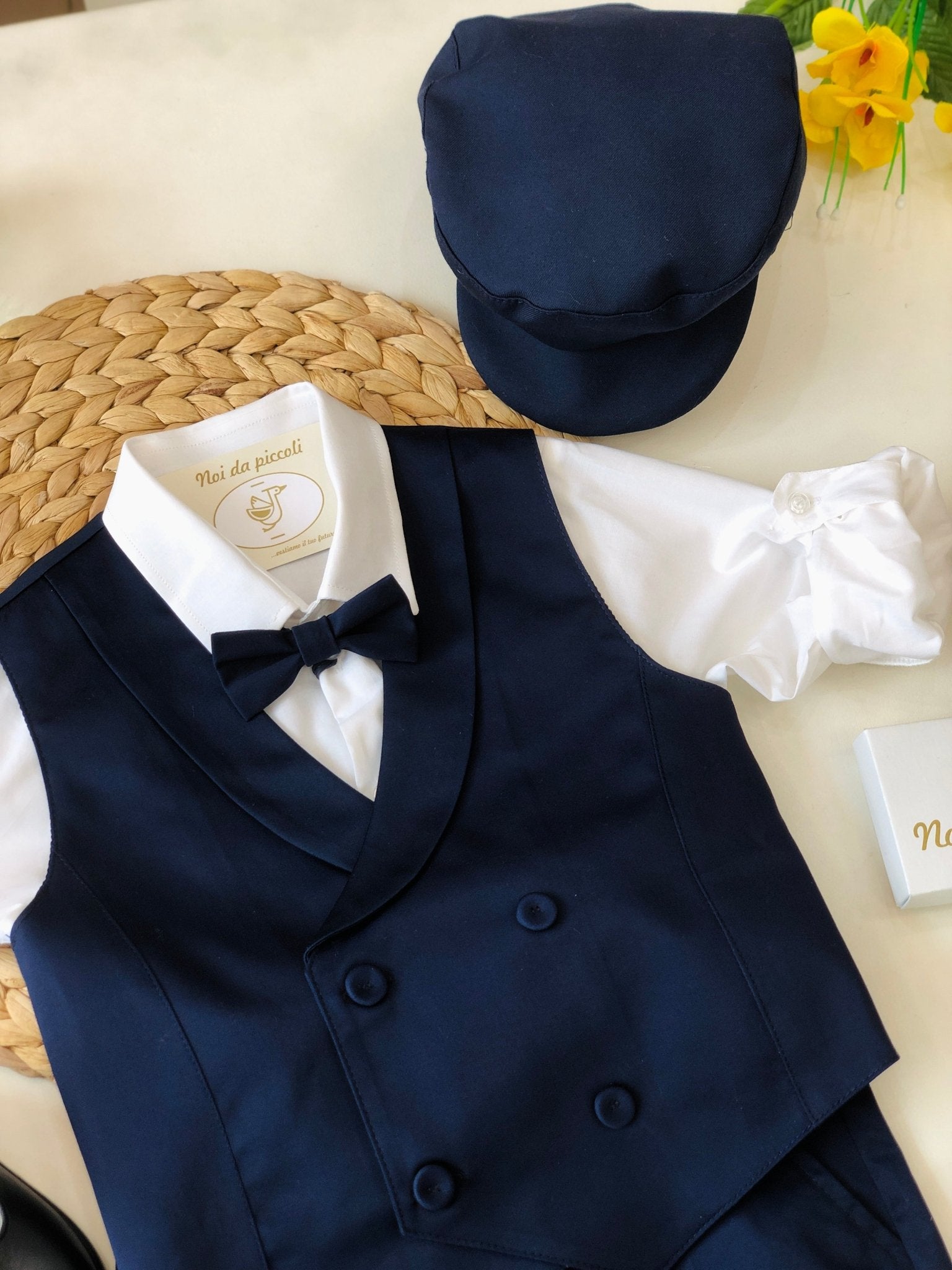 COMPLETO 4PZ CON GILET RASATO BLU ELEGANTE - Noi da piccoli