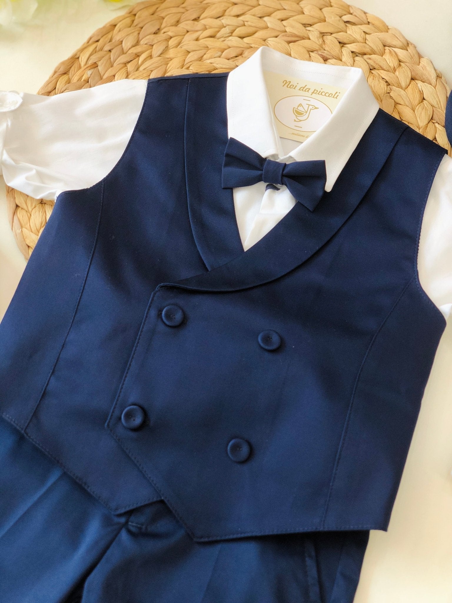 COMPLETO 4PZ CON GILET RASATO BLU ELEGANTE - Noi da piccoli