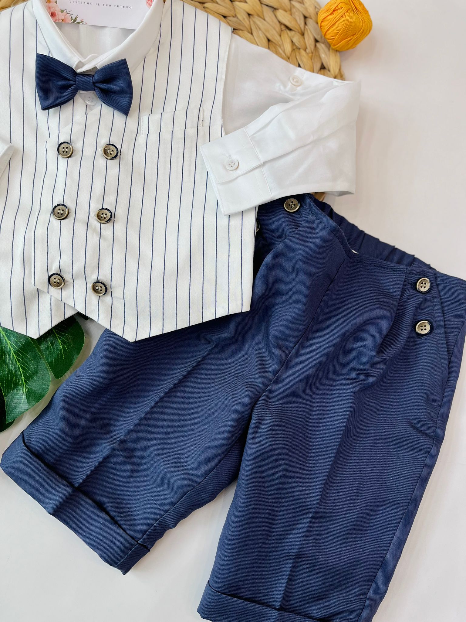 COMPLETO 4PZ GENTLEMAN BIANCO BLU - Noi da piccoli