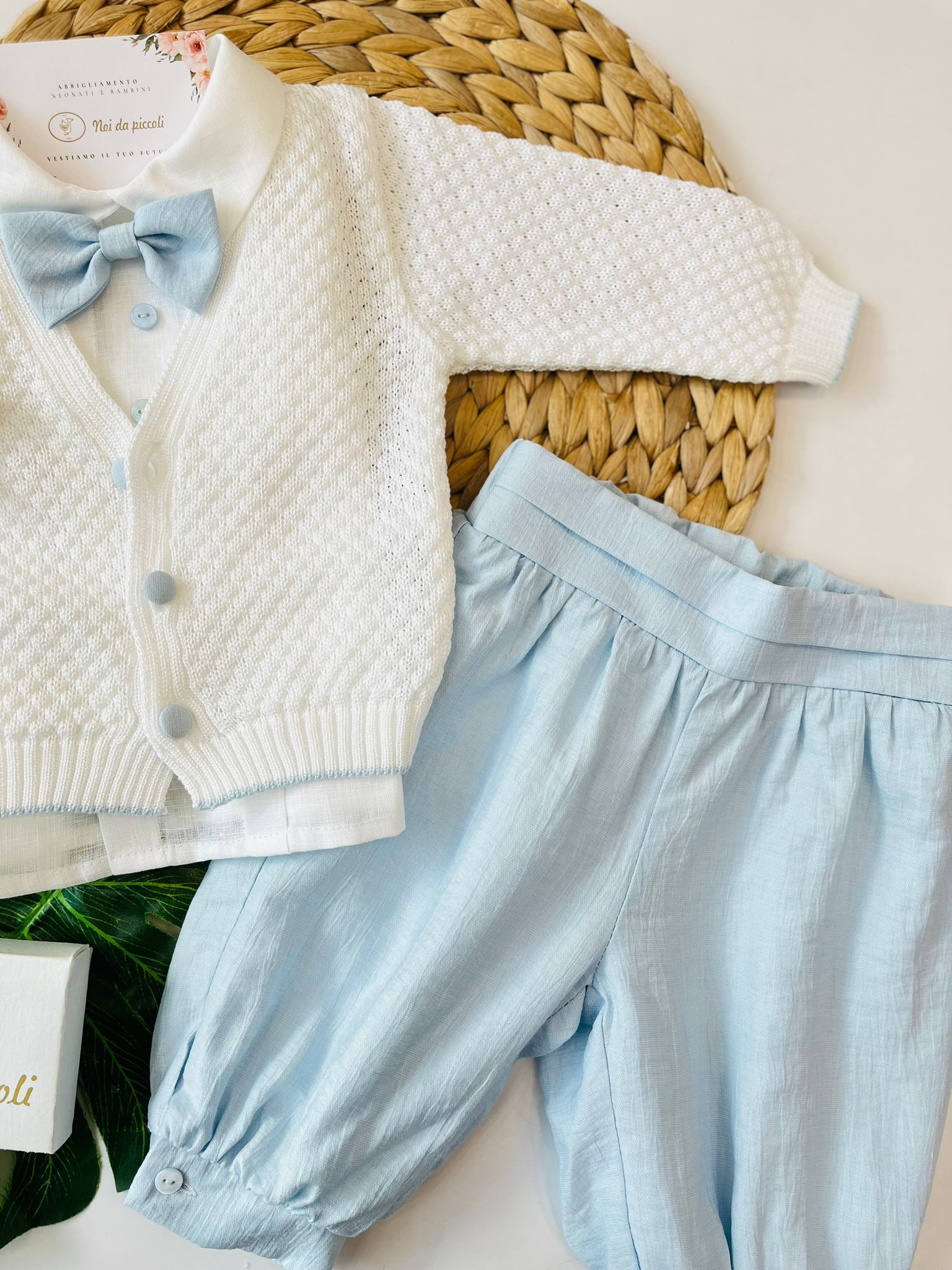 COMPLETO 4PZ LUDOVICO 100 % COTONE BIANCO CIELO - Noi da piccoli