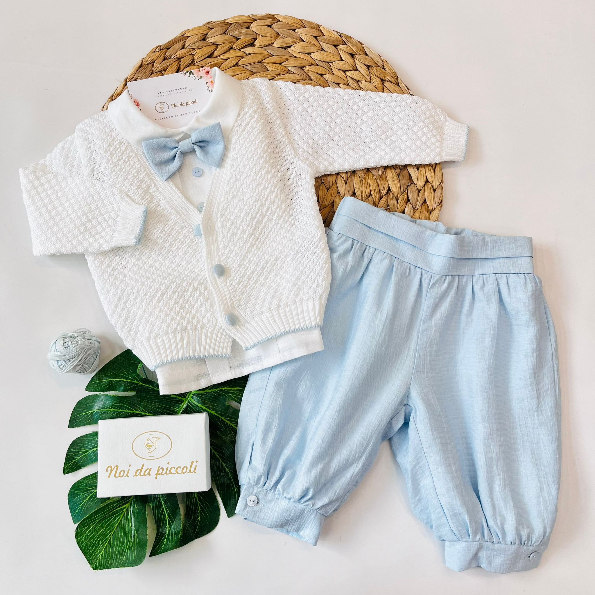 COMPLETO 4PZ LUDOVICO 100 % COTONE BIANCO CIELO - Noi da piccoli