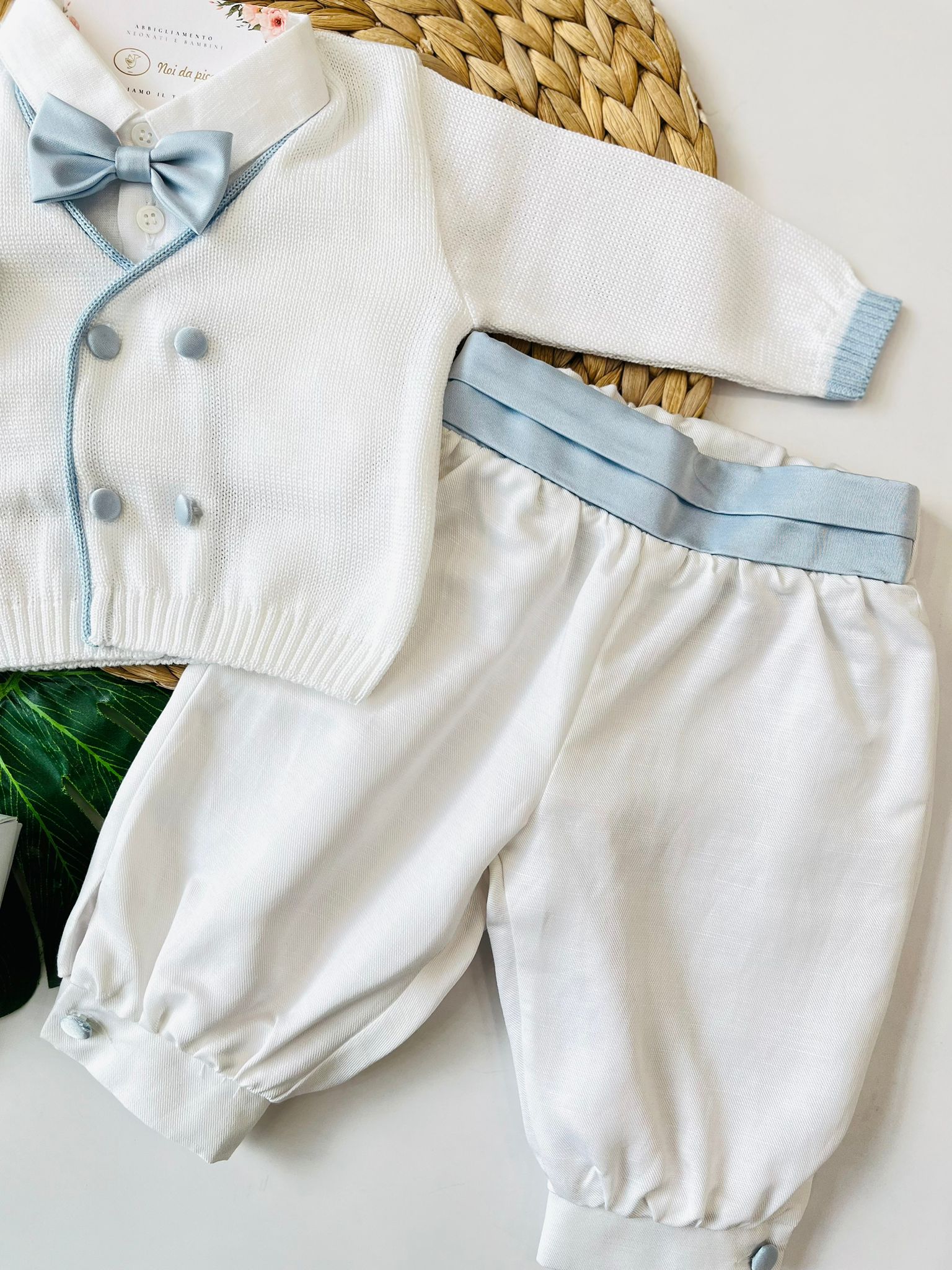 COMPLETO 4PZ TANCREDI 100 % COTONE CIELO POLVERE - Noi da piccoli