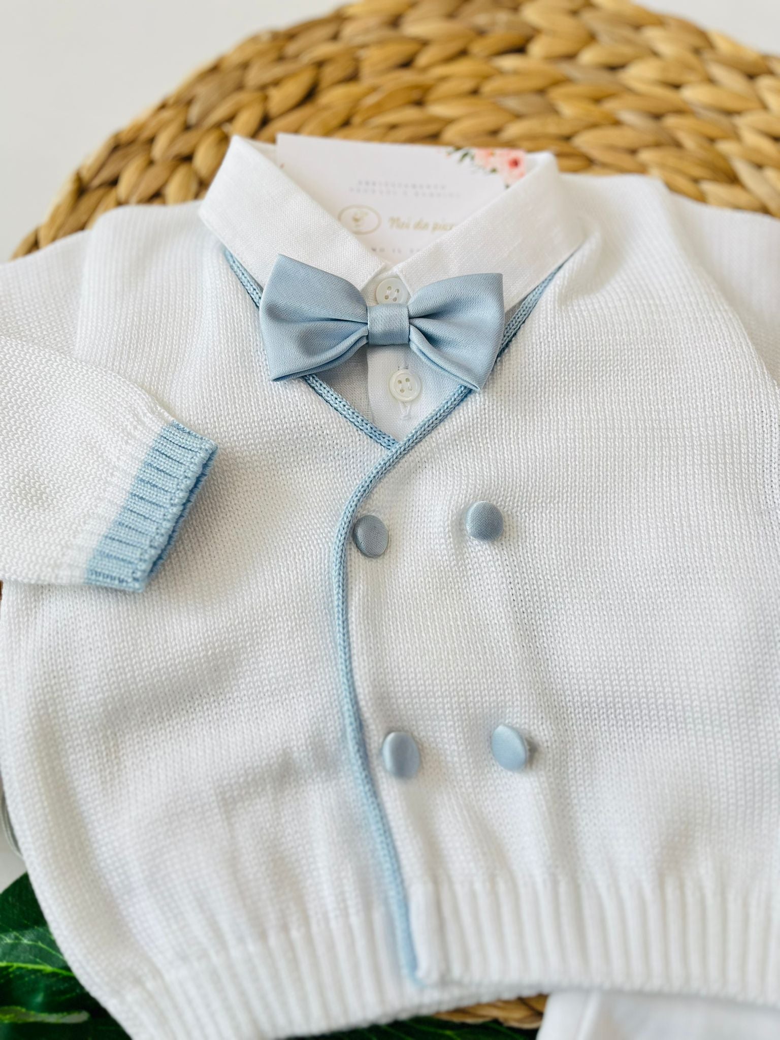 COMPLETO 4PZ TANCREDI 100 % COTONE CIELO POLVERE - Noi da piccoli