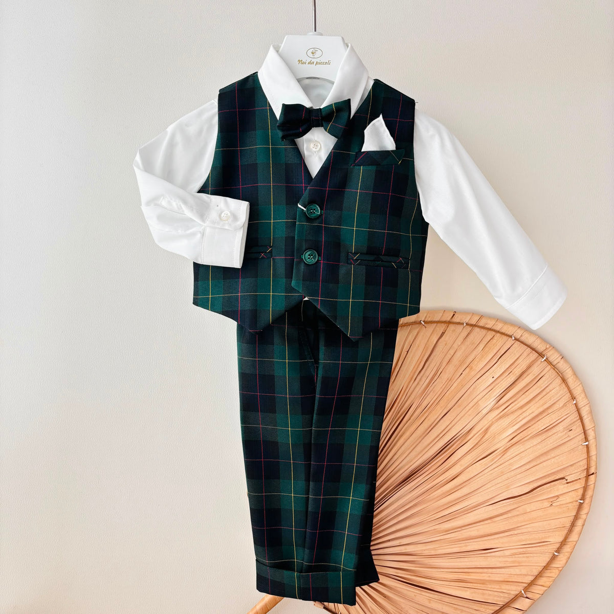 COMPLETO 4PZ TARTAN ELEGANTE VERDE - Noi da piccoli