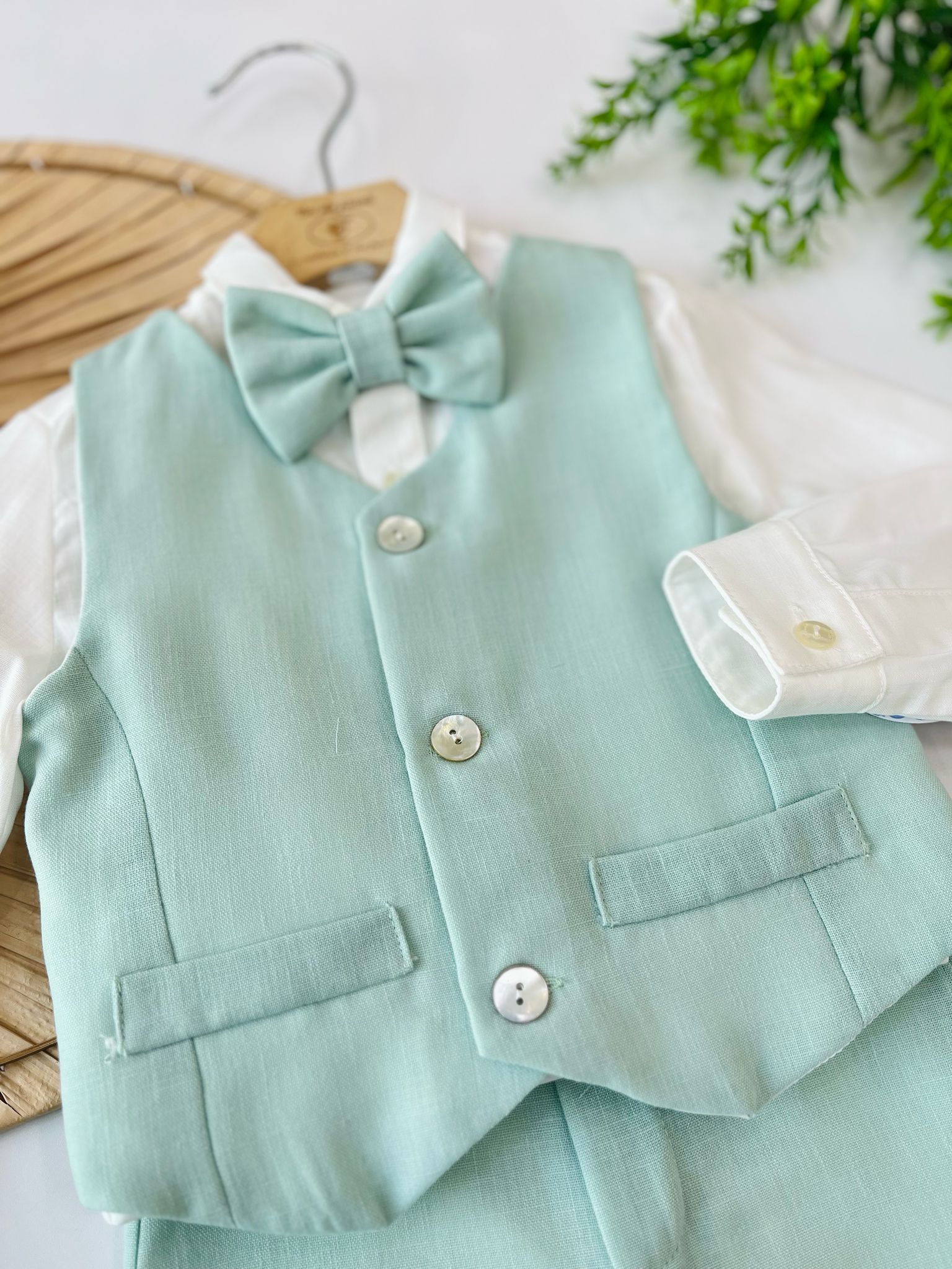 COMPLETO 4PZ VERDE MENTA E PANNA - Noi da piccoli