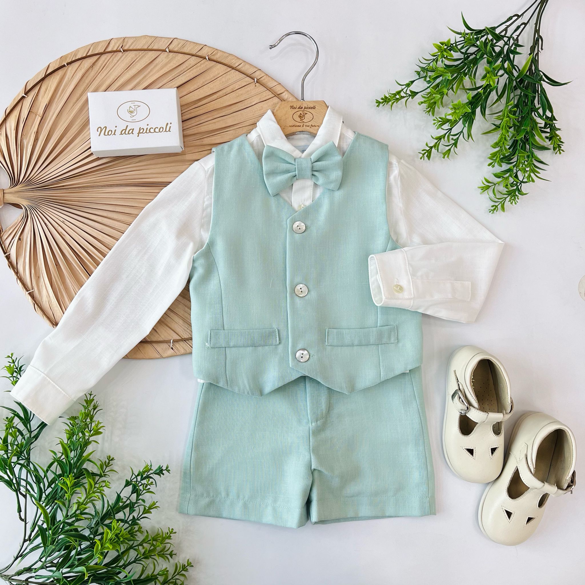 COMPLETO 4PZ VERDE MENTA E PANNA - Noi da piccoli