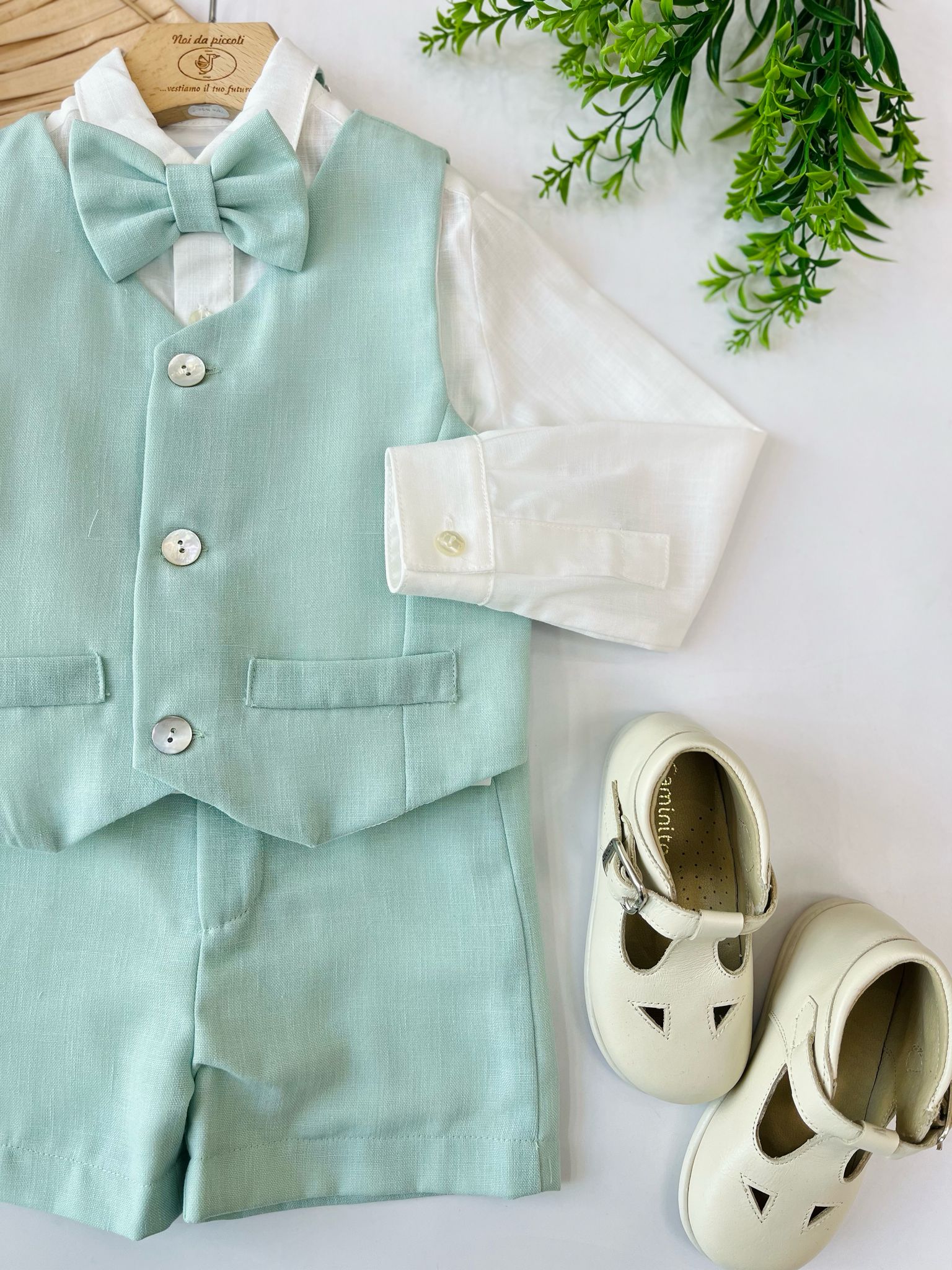 COMPLETO 4PZ VERDE MENTA E PANNA - Noi da piccoli