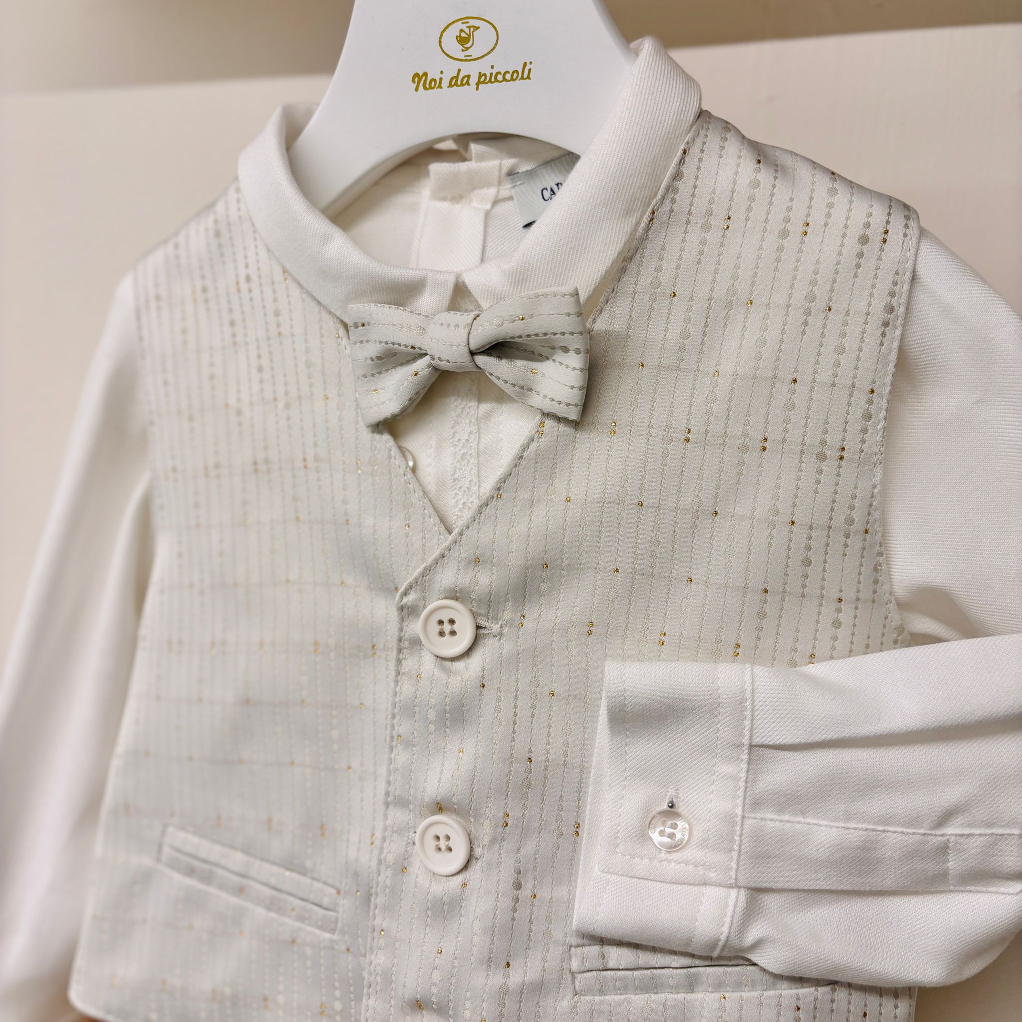 COMPLETO 5 PZ CERIMONIALE CON BRILLANTINI ORO PANNA - Noi da piccoli