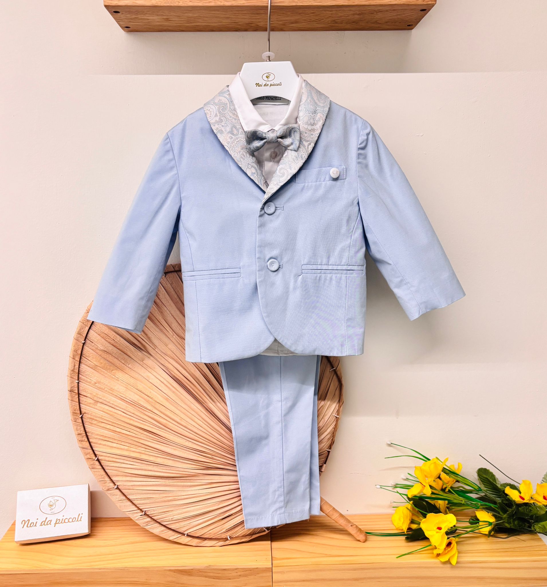 COMPLETO 5 PZ CERIMONIALE CON RIFINITURE IN BEIGE CIELO - Noi da piccoli