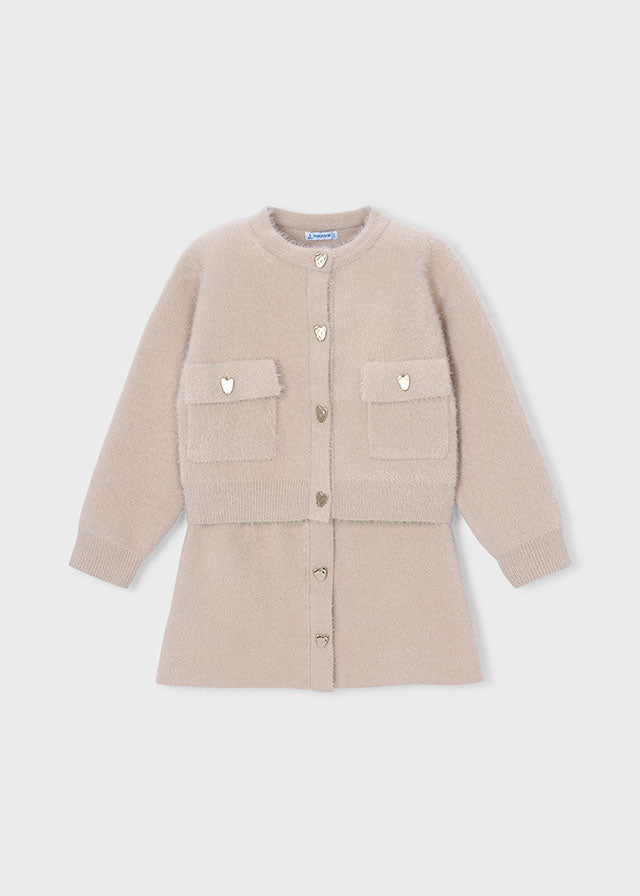 COMPLETO BEIGE EFFETTO PELUCHE IN FILATO CALDO - Noi da piccoli
