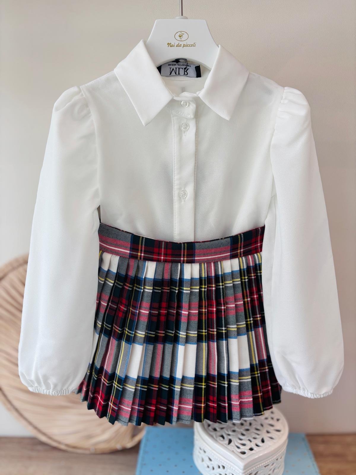 COMPLETO BIANCO E TARTAN - Noi da piccoli