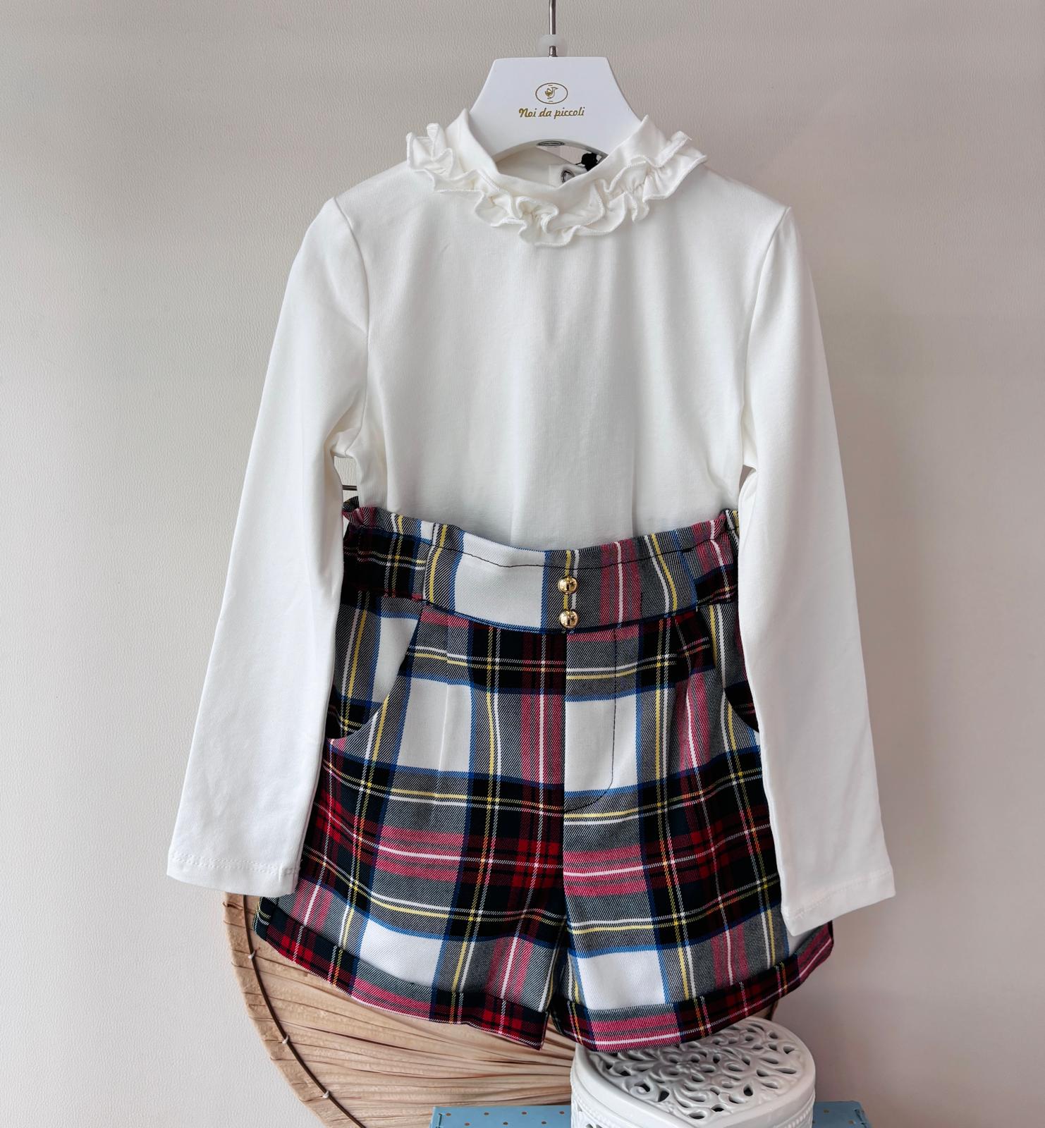 COMPLETO BIANCO TARTAN - Noi da piccoli