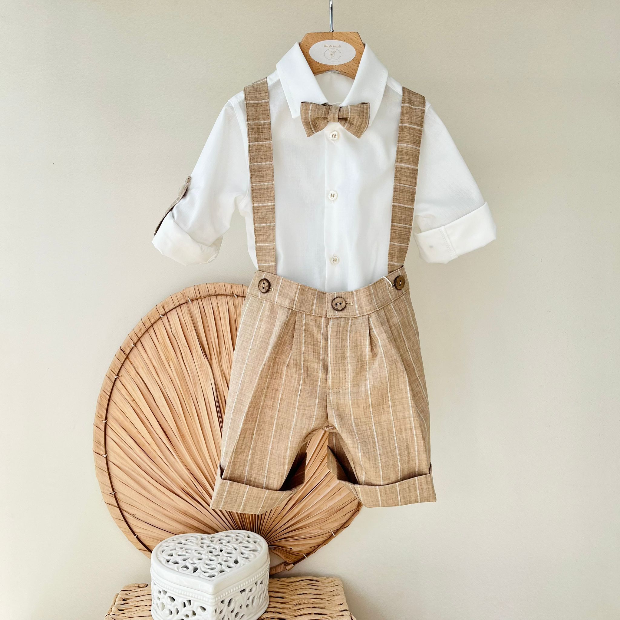 COMPLETO CERIMONIALE 100 % COTONE BEIGE - Noi da piccoli