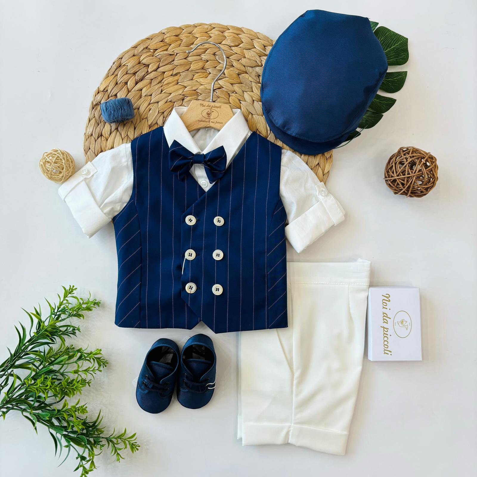 COMPLETO CERIMONIALE 100 % COTONE Blu - Noi da piccoli