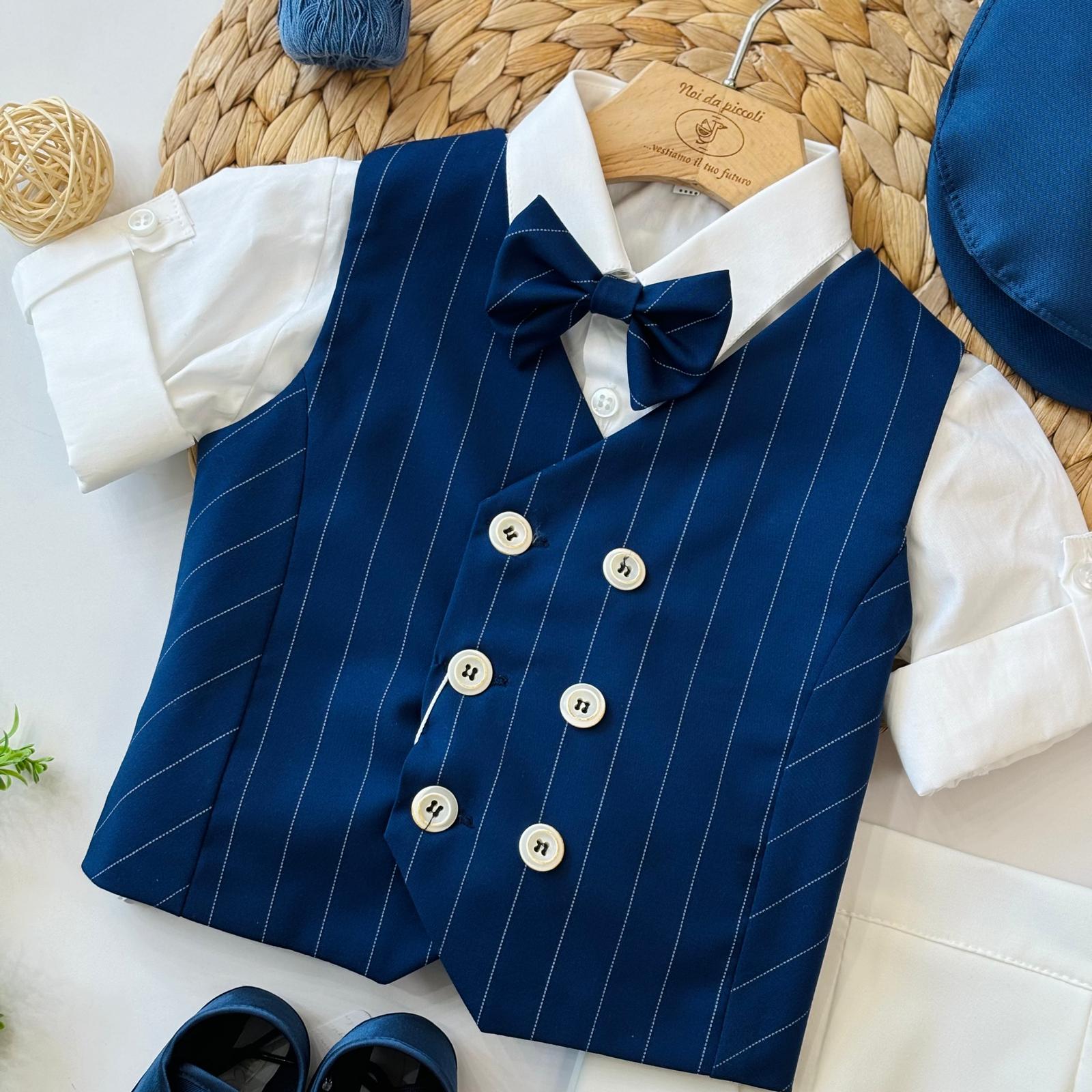 COMPLETO CERIMONIALE 100 % COTONE Blu - Noi da piccoli