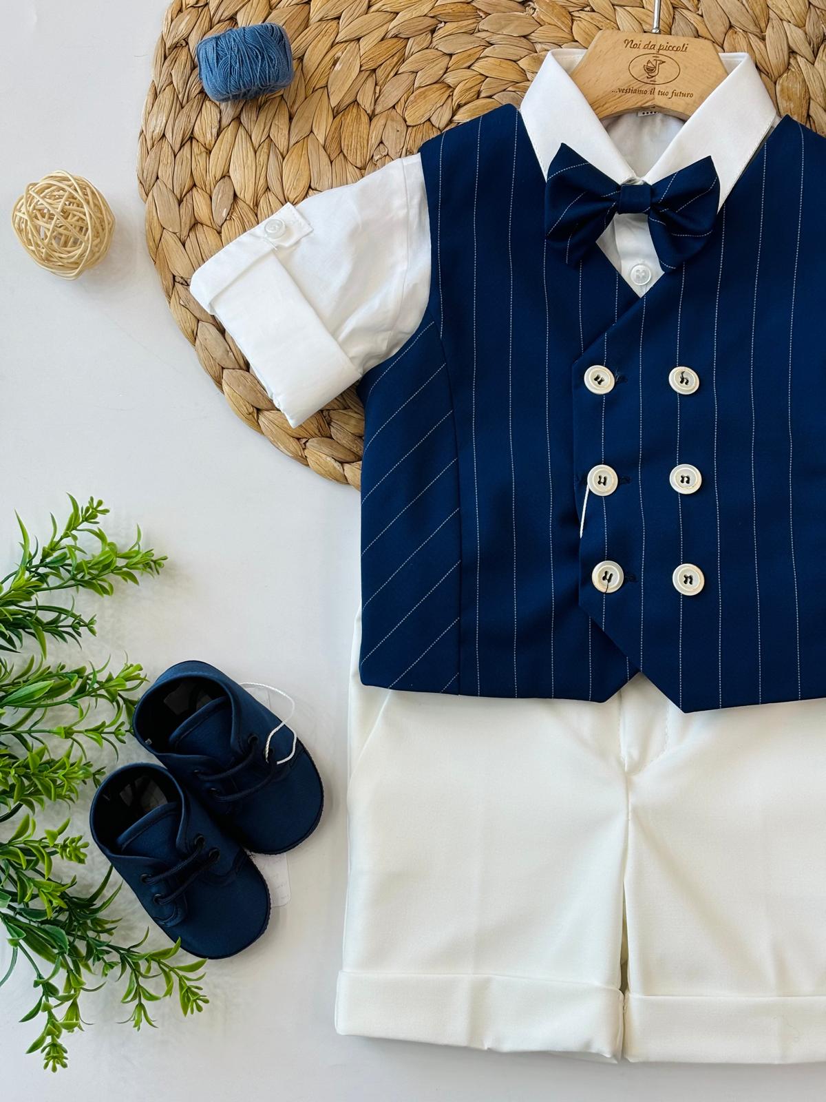 COMPLETO CERIMONIALE 100 % COTONE Blu - Noi da piccoli