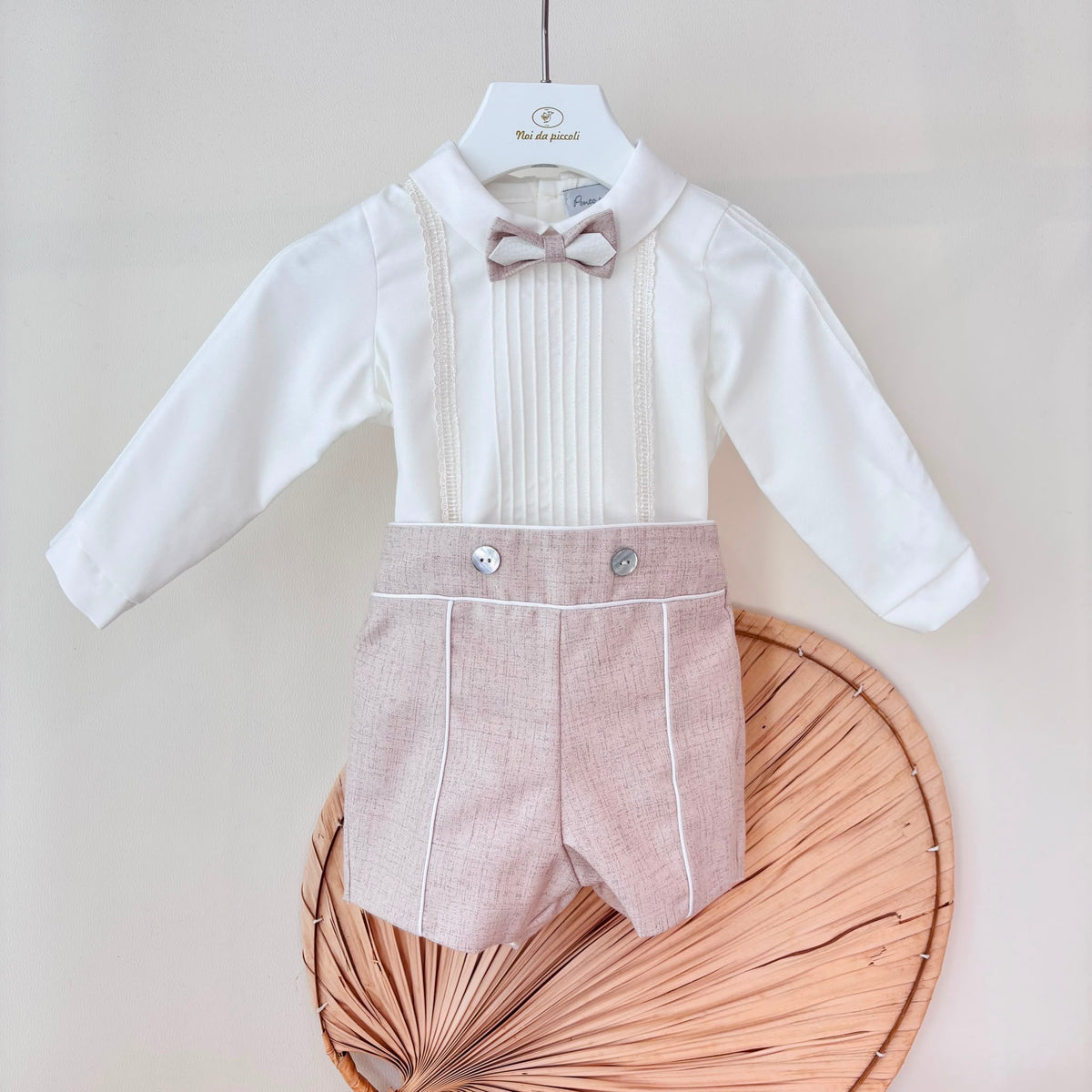 Completo Cerimoniale Adam Tessuto Beige Ponto Por Ponto - Noi da piccoli