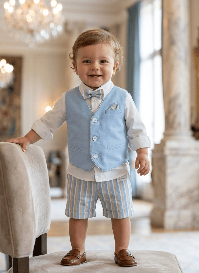 COMPLETO CERIMONIALE ANTONIO A RIGHE CIELO - Noi da piccoli