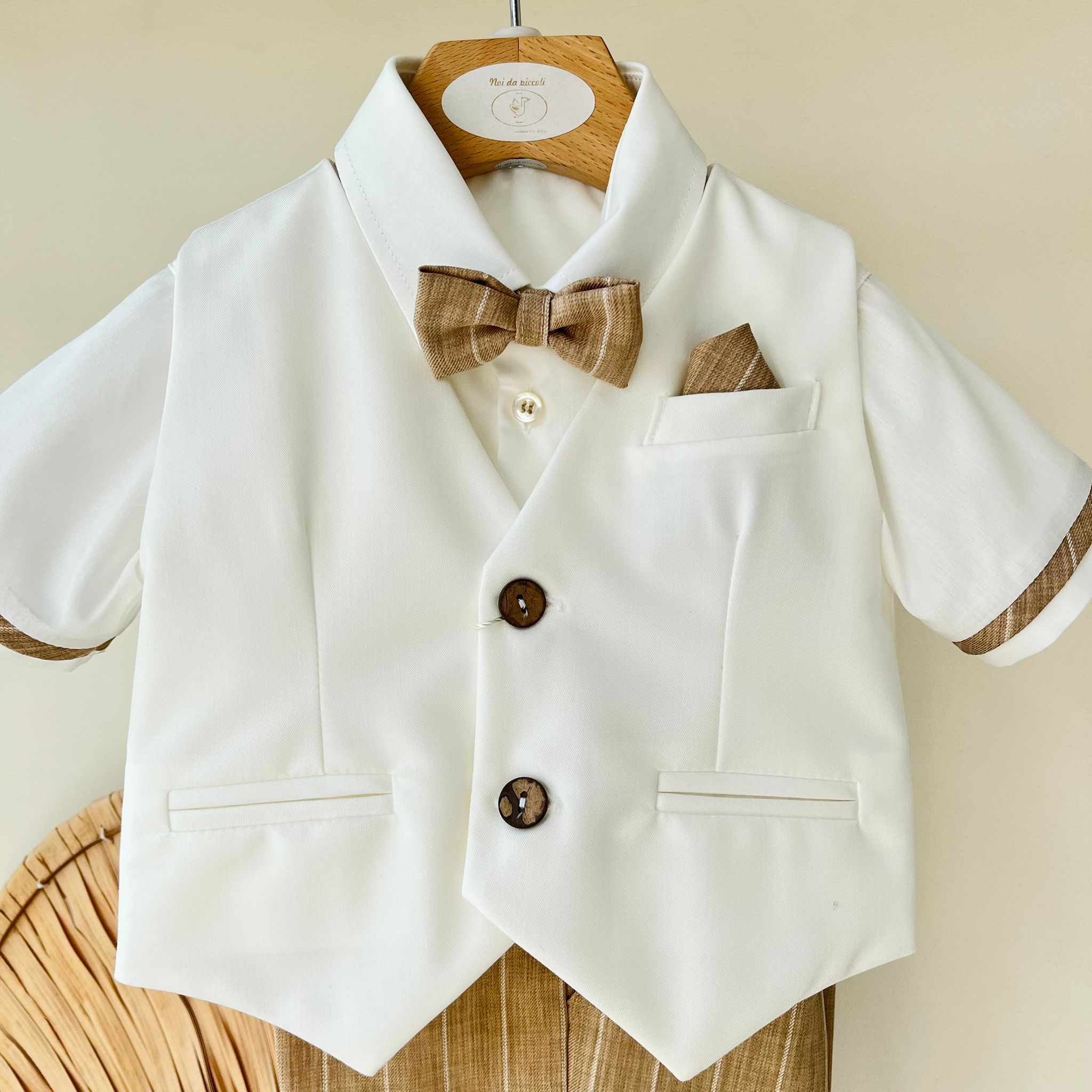 COMPLETO CERIMONIALE BIANCO BEIGE - Noi da piccoli