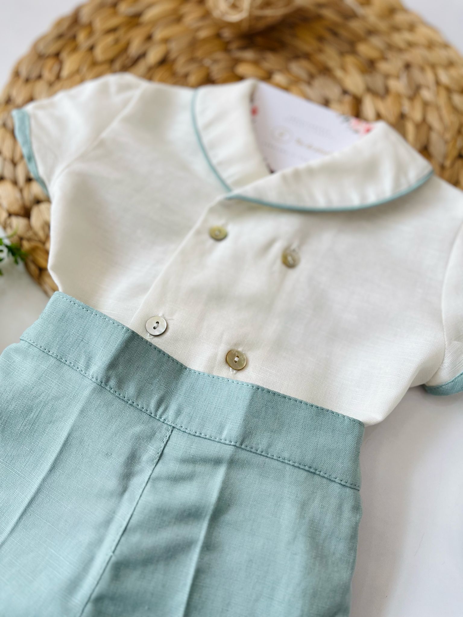 COMPLETO CERIMONIALE bianco e salvia - Noi da piccoli