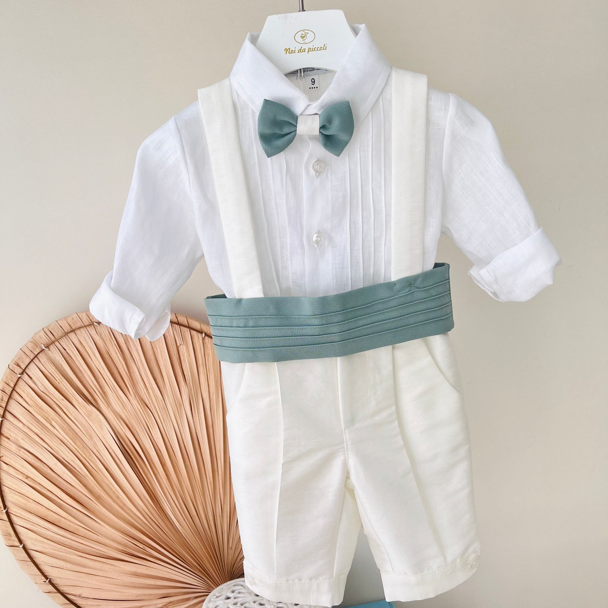 COMPLETO CERIMONIALE BIANCO VERDE - Noi da piccoli