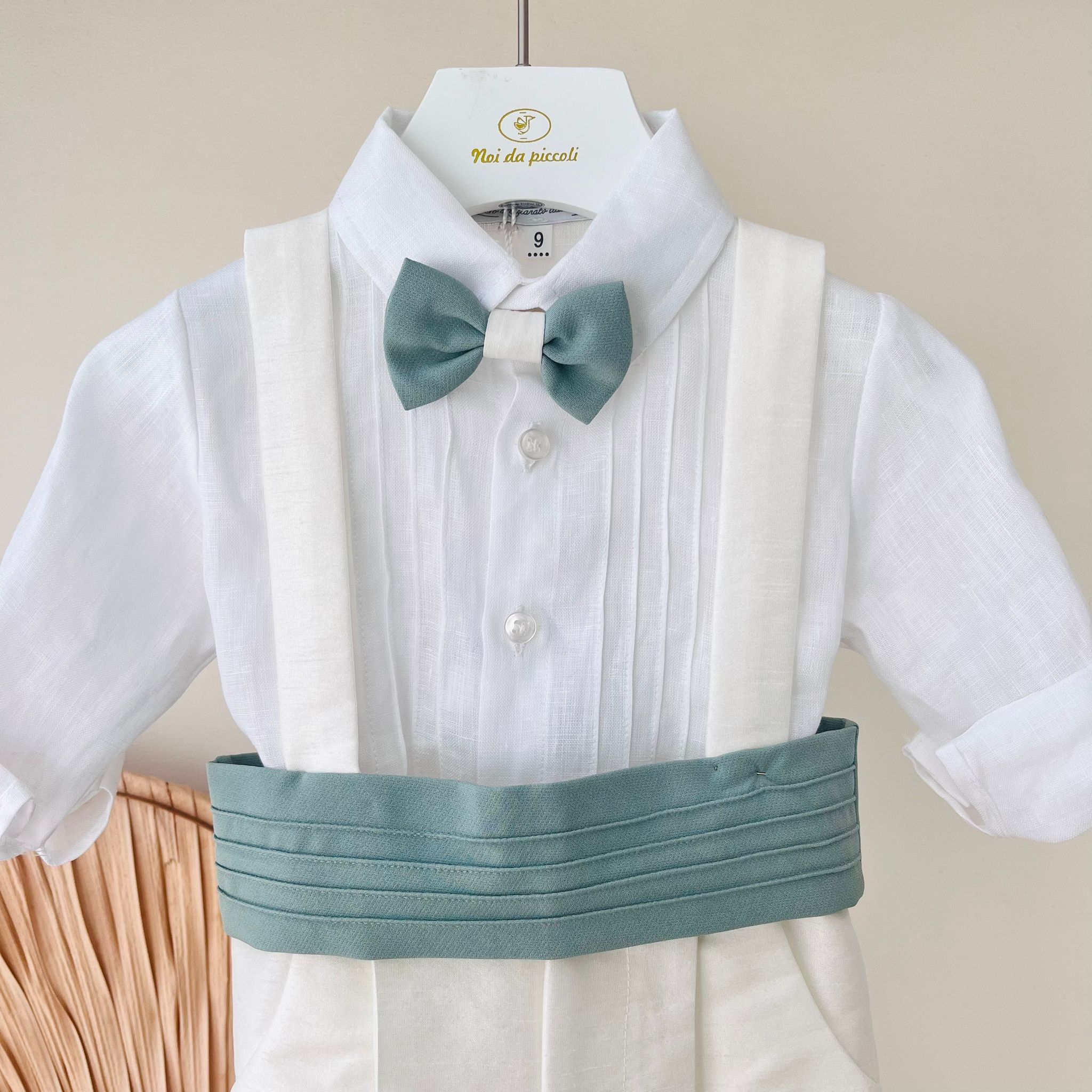 COMPLETO CERIMONIALE BIANCO VERDE - Noi da piccoli