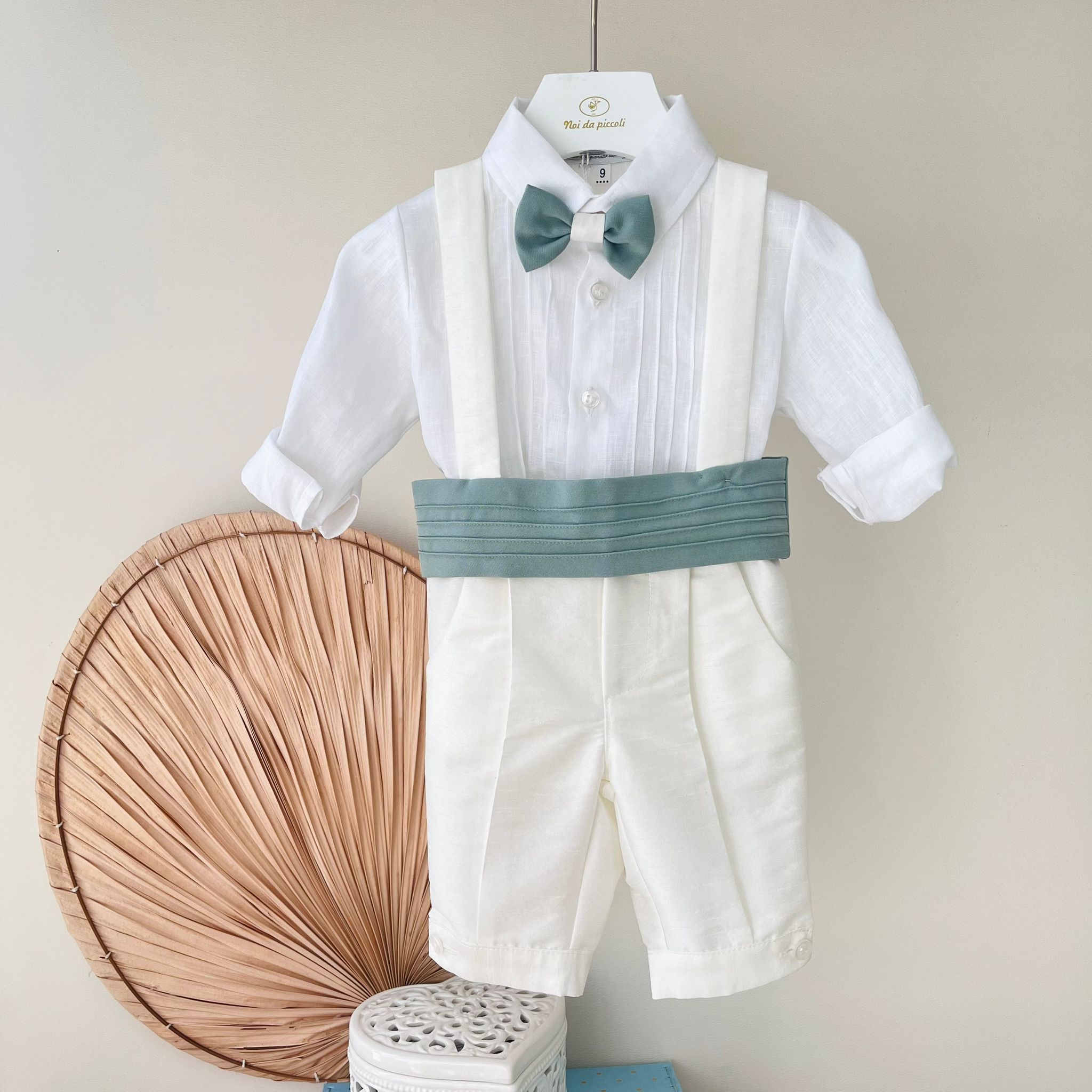 COMPLETO CERIMONIALE BIANCO VERDE - Noi da piccoli