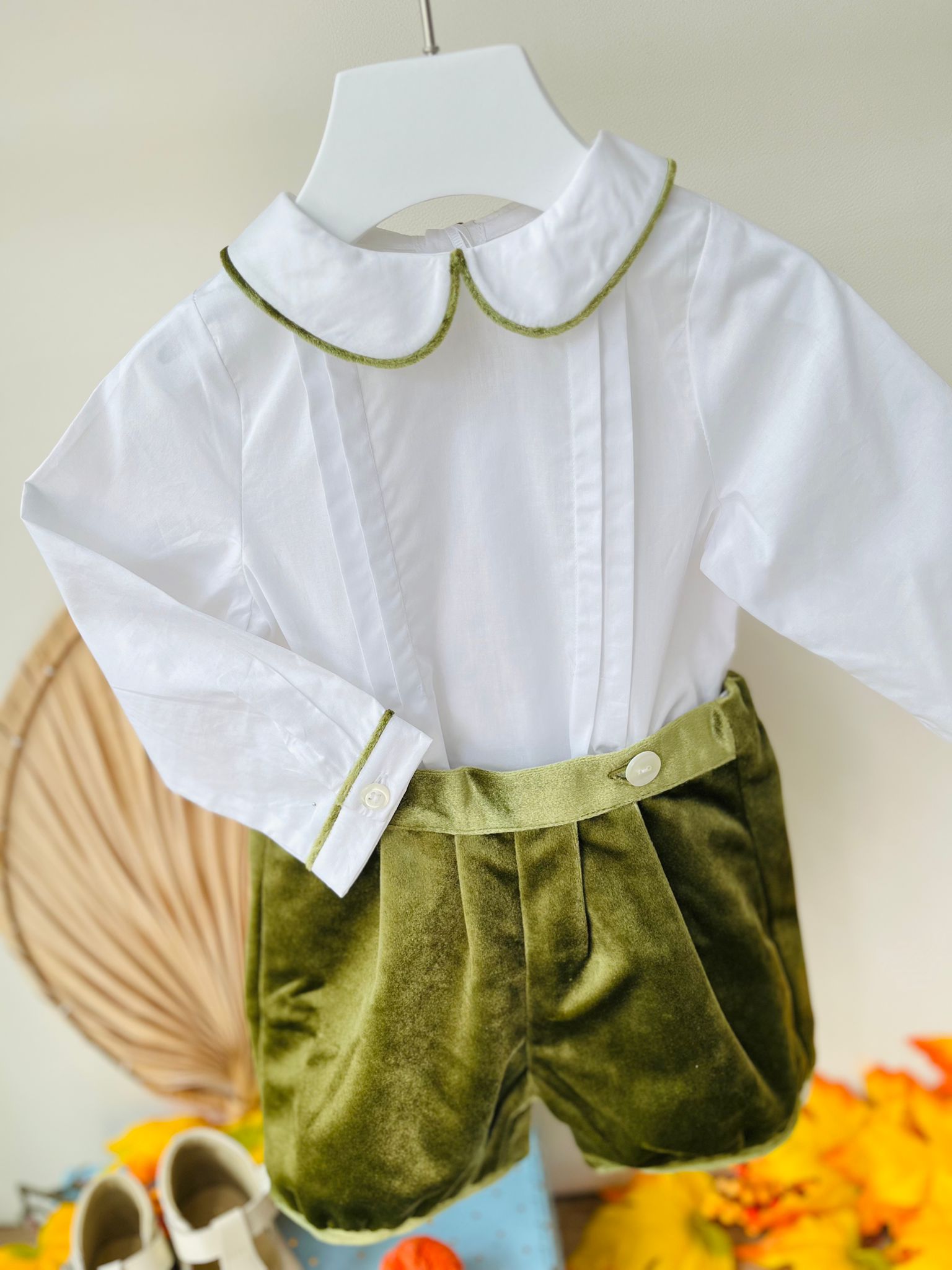 COMPLETO CERIMONIALE BIANCO VERDE - Noi da piccoli