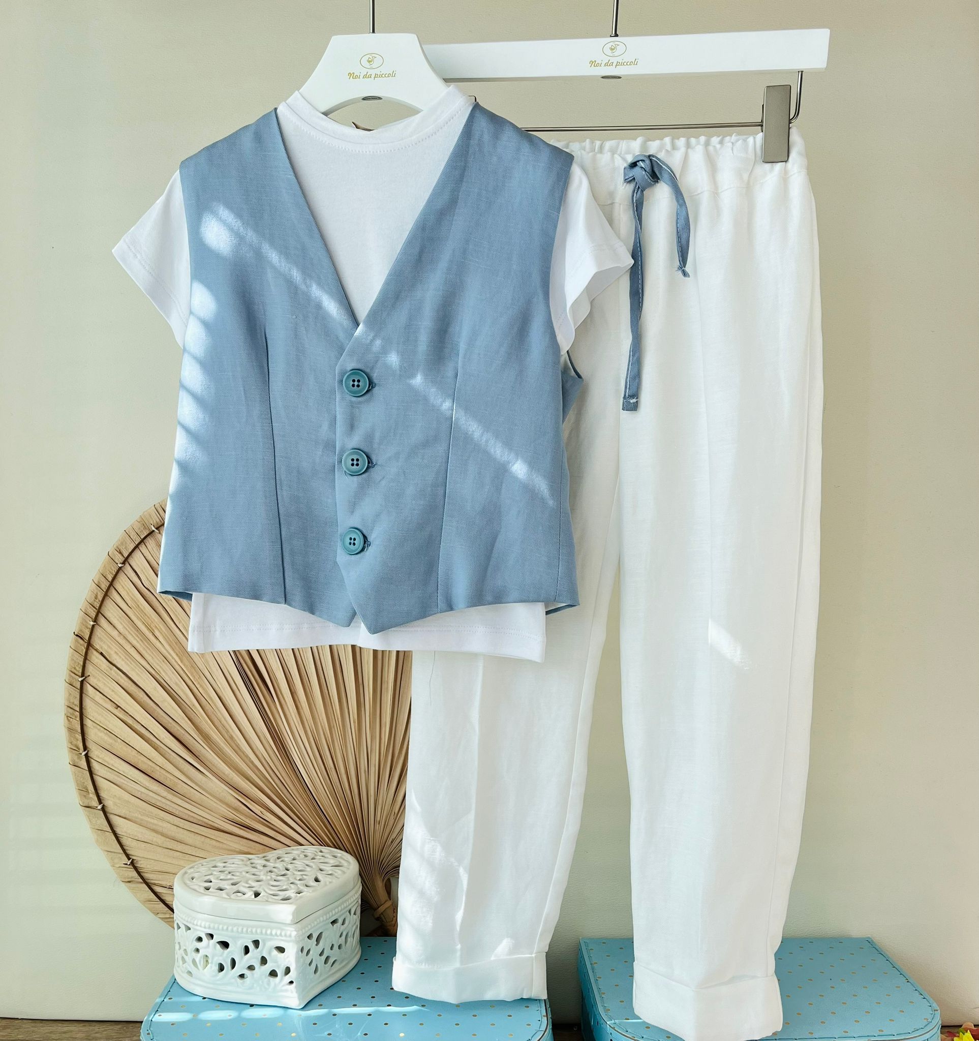 COMPLETO CERIMONIALE CASUAL BIANCO CIELO - Noi da piccoli