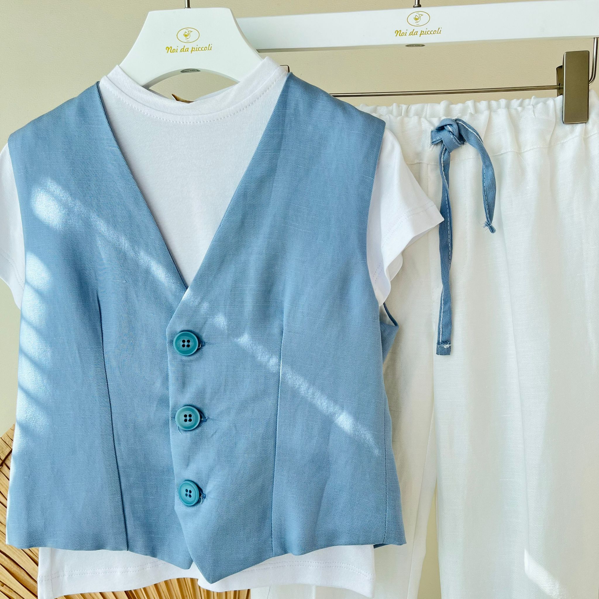 COMPLETO CERIMONIALE CASUAL BIANCO CIELO - Noi da piccoli