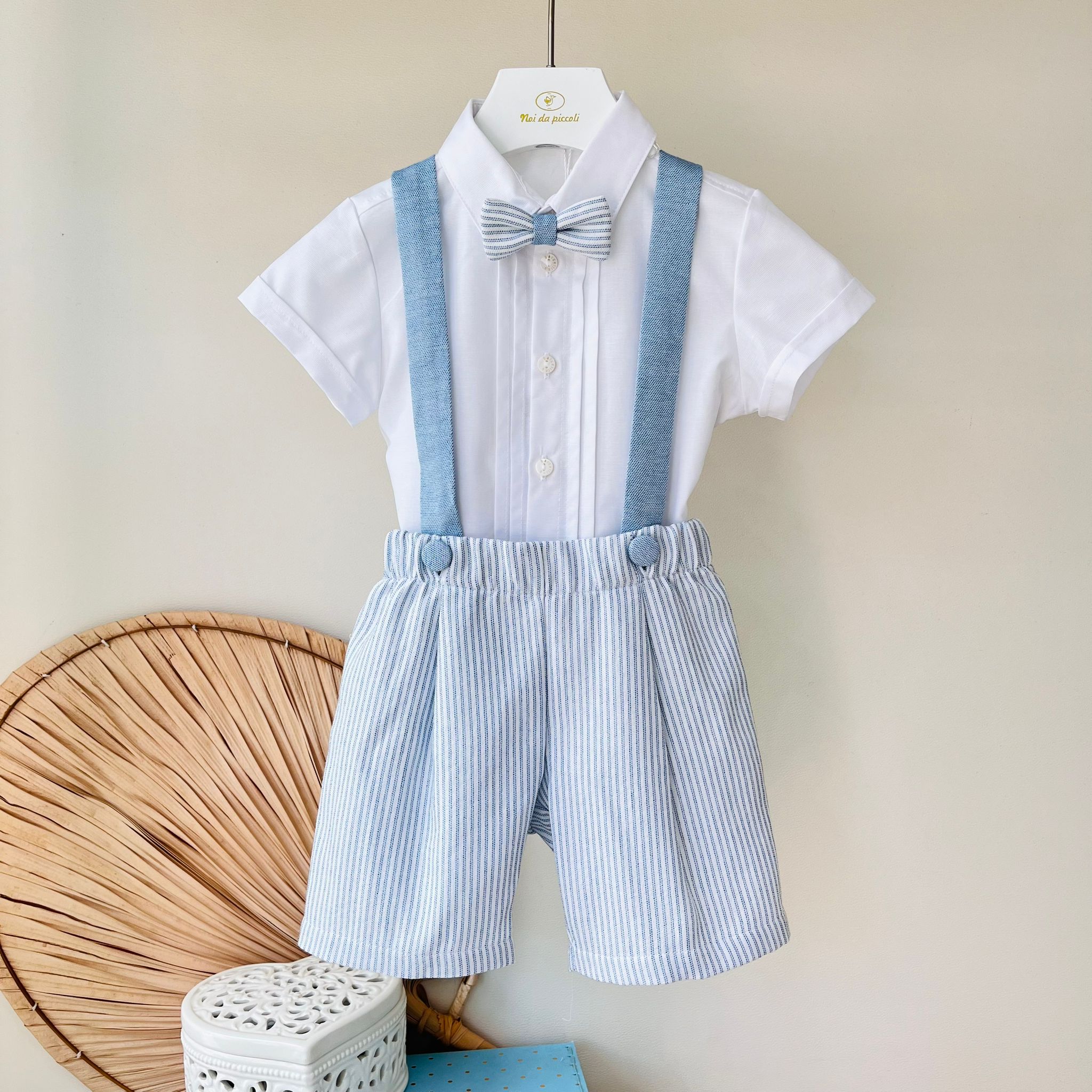 COMPLETO CERIMONIALE CIELO A RIGHE - Noi da piccoli