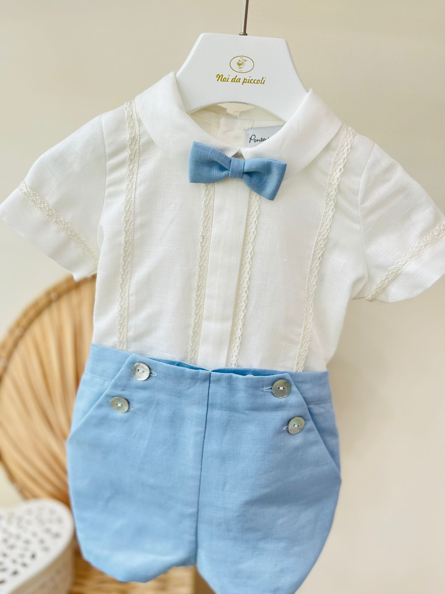 COMPLETO CERIMONIALE CIELO E BIANCO - Noi da piccoli