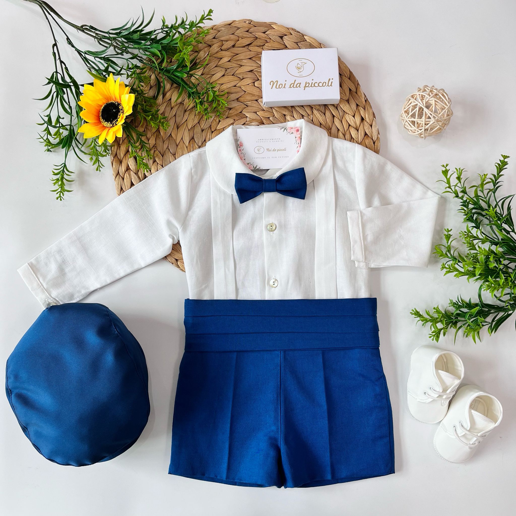 COMPLETO CERIMONIALE Cotone Blu - Noi da piccoli