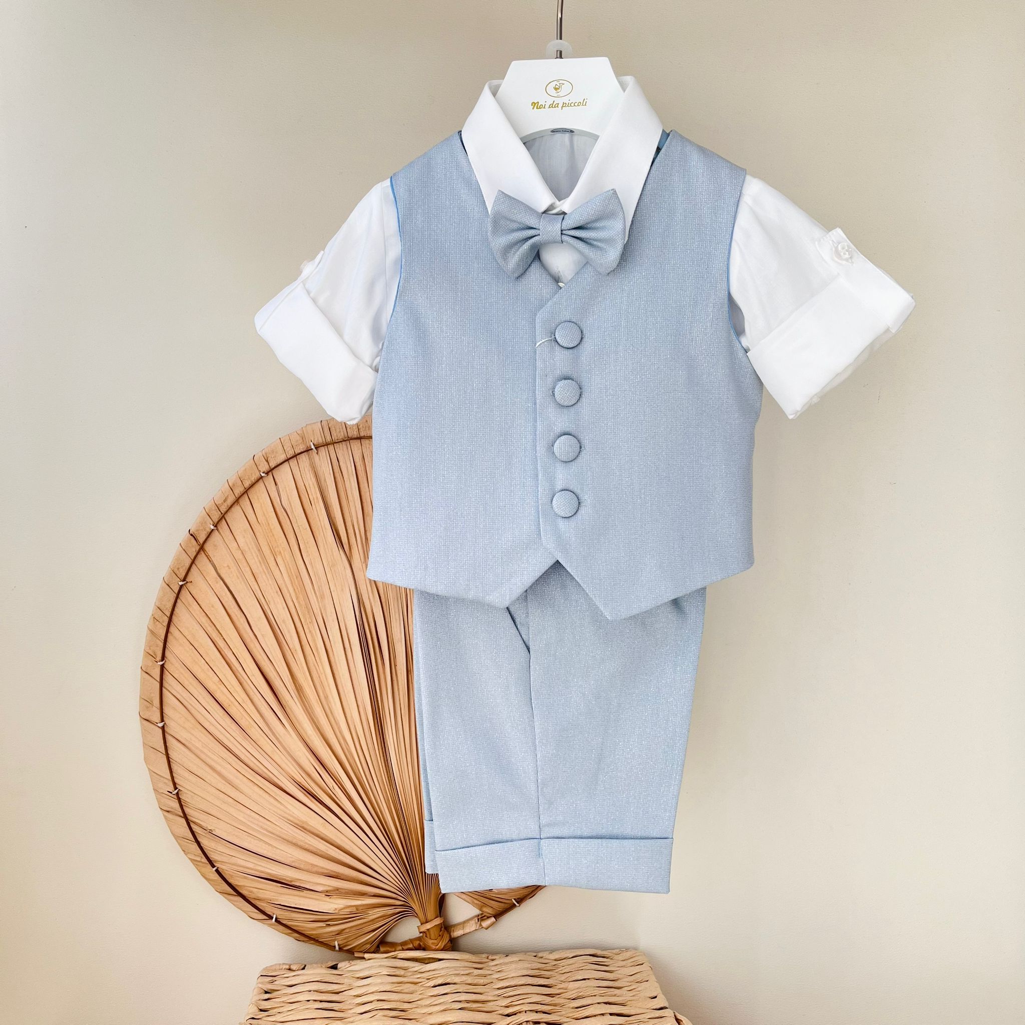COMPLETO CERIMONIALE COTONE FRESCO CIELO - Noi da piccoli