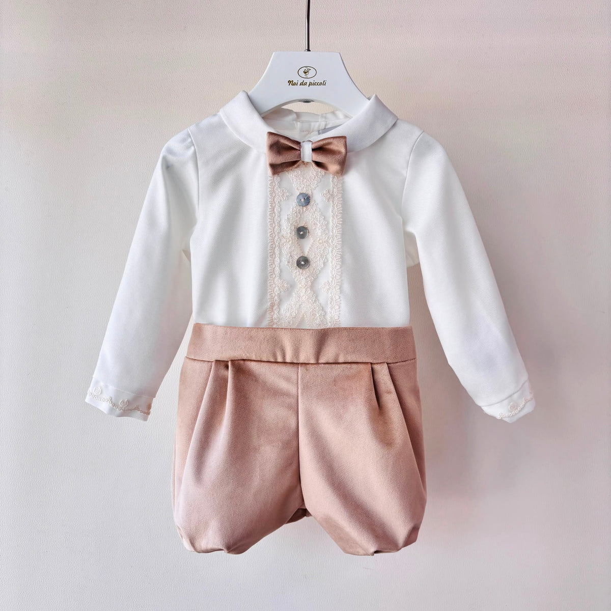 COMPLETO CERIMONIALE in vellutino BEIGE - Noi da piccoli