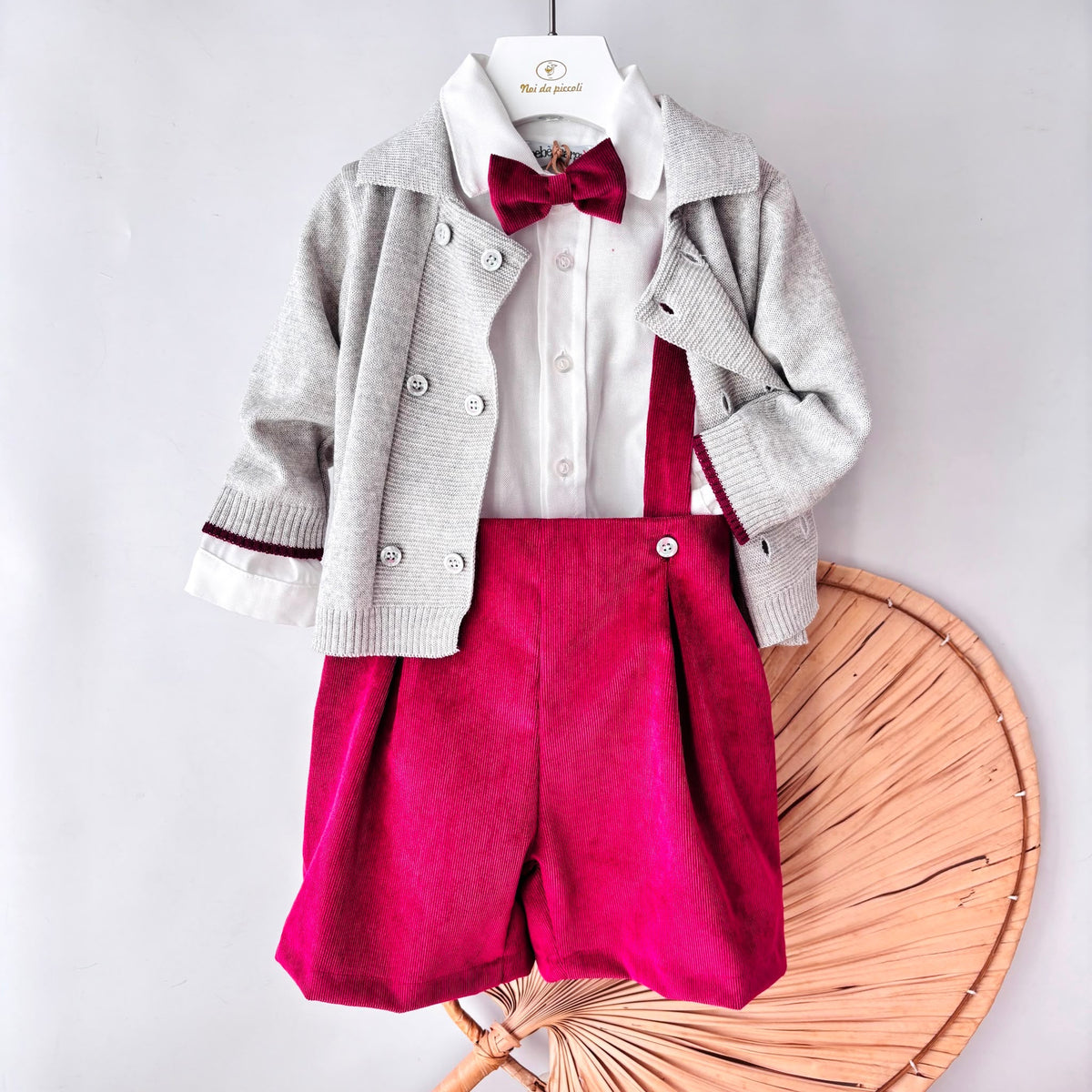Completo Cerimoniale Vellutino Bordeaux Bebe' Margo' - Noi da piccoli