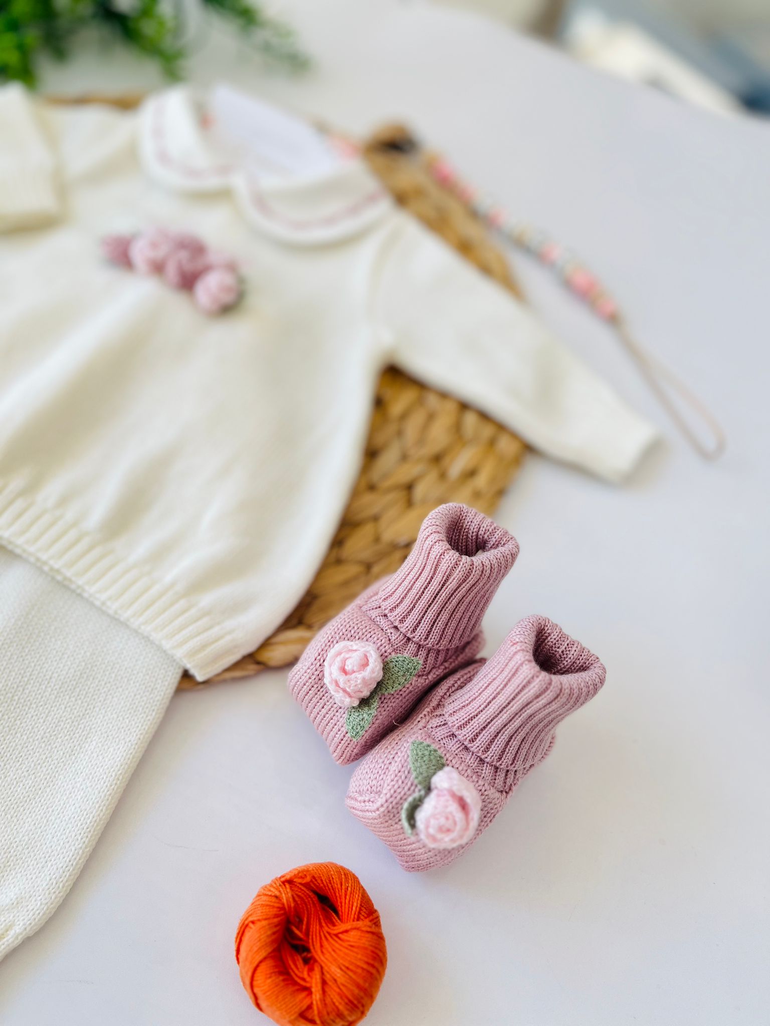 COMPLETO CON BABBUCCE LOVE 100% LANA MARSALA - Noi da piccoli