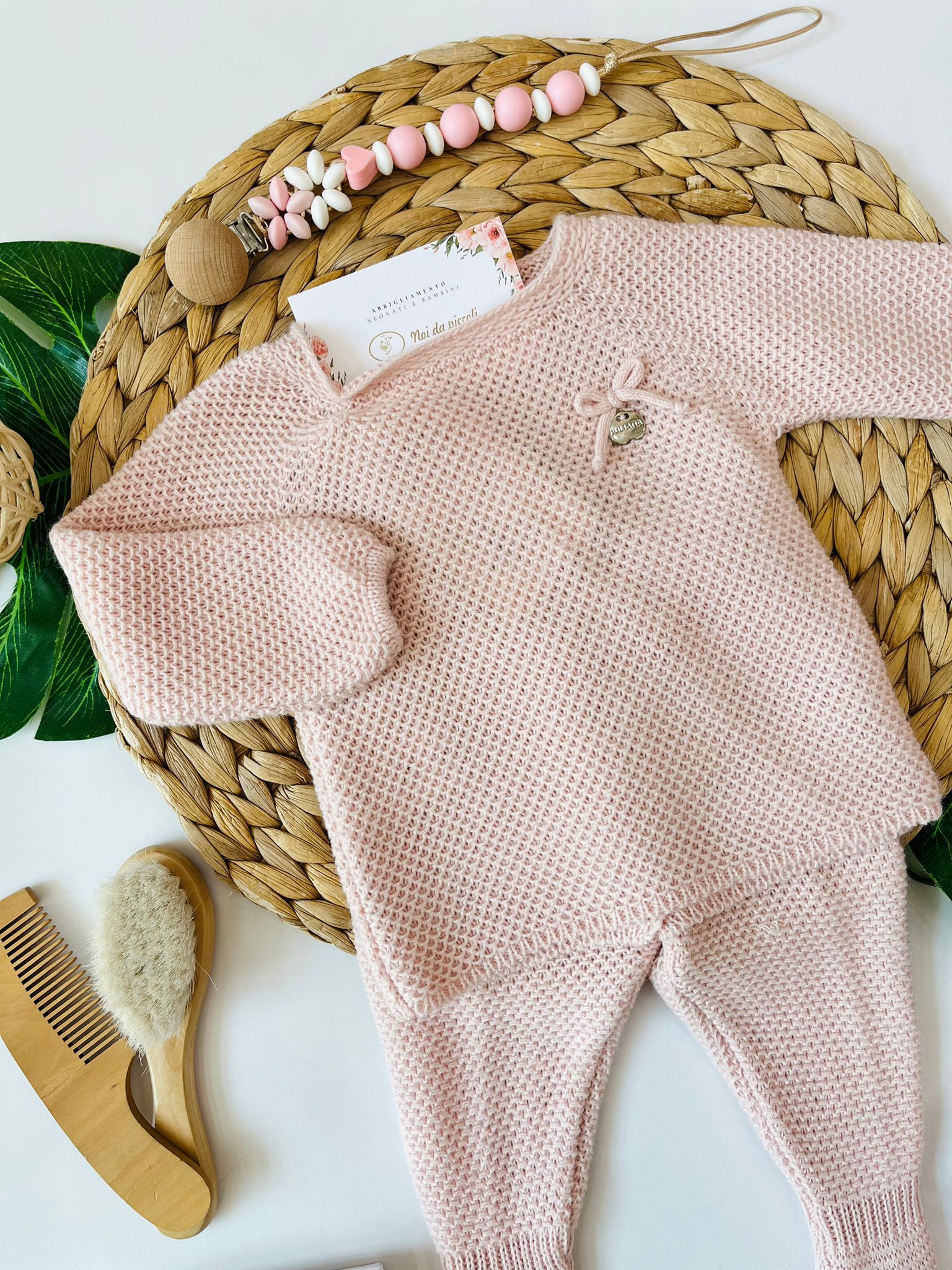 COMPLETO CON CUFFIETTA 100% ACRILICO MILKY ROSE - Noi da piccoli