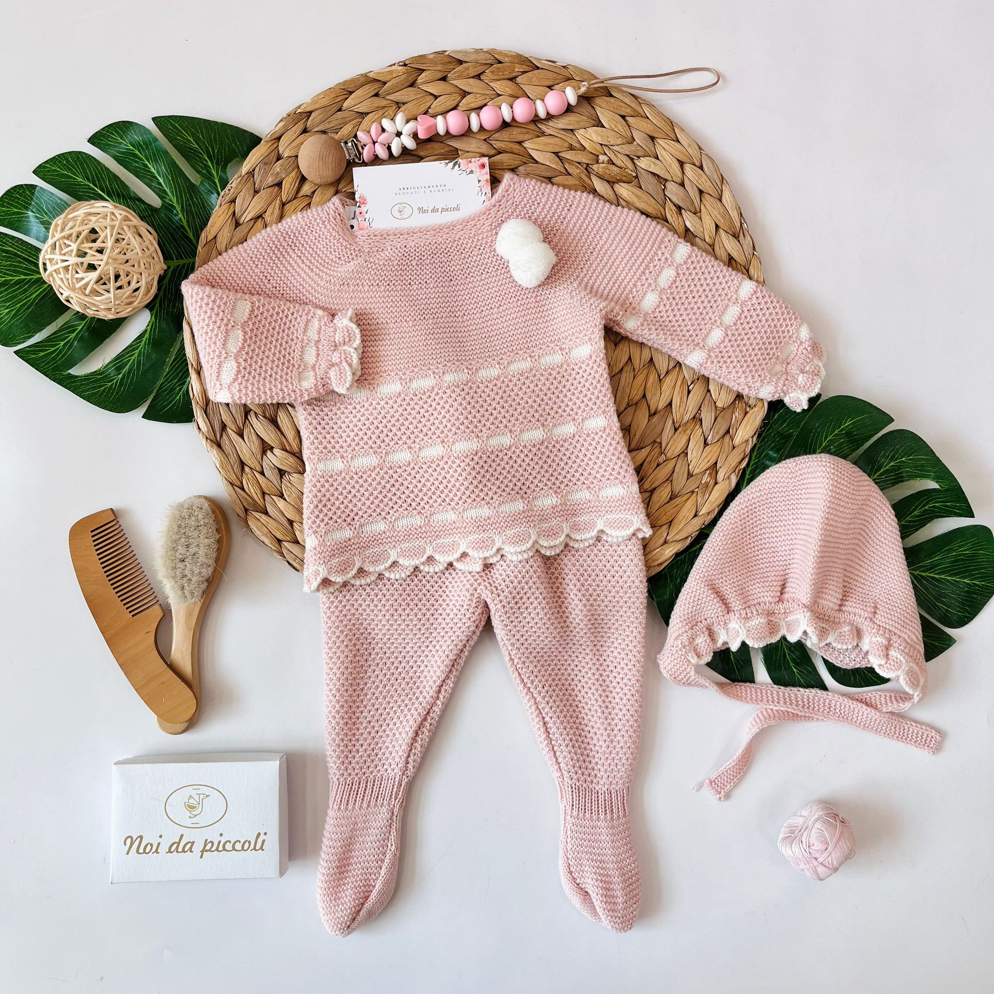 COMPLETO CON CUFFIETTA 100% ACRILICO MILKY ROSE - Noi da piccoli