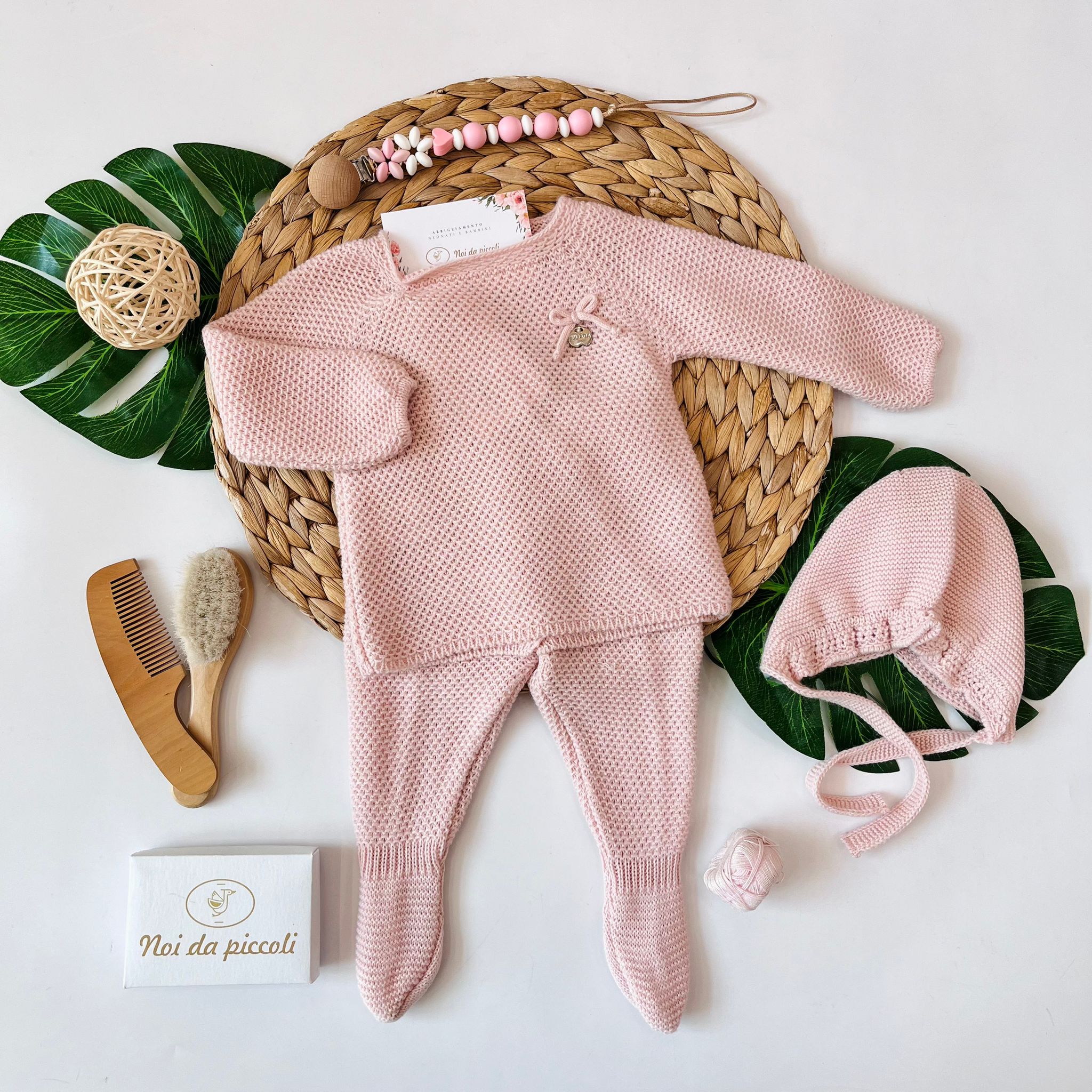 COMPLETO CON CUFFIETTA 100% ACRILICO MILKY ROSE - Noi da piccoli